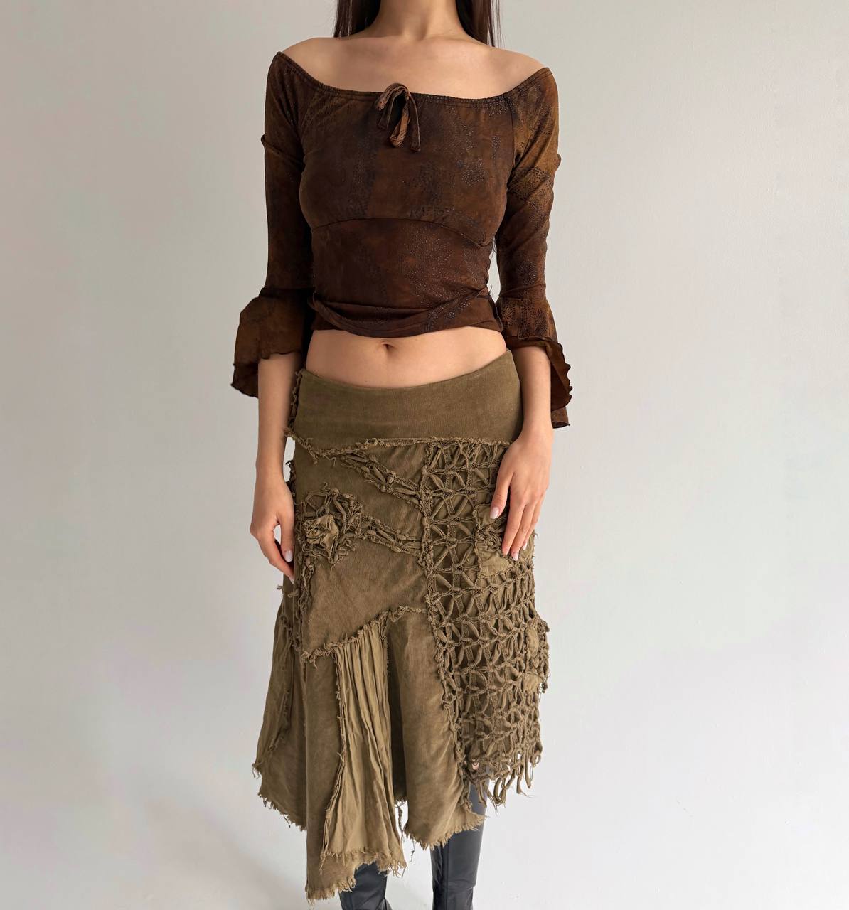 Vintage asymmetrical cotton skirt