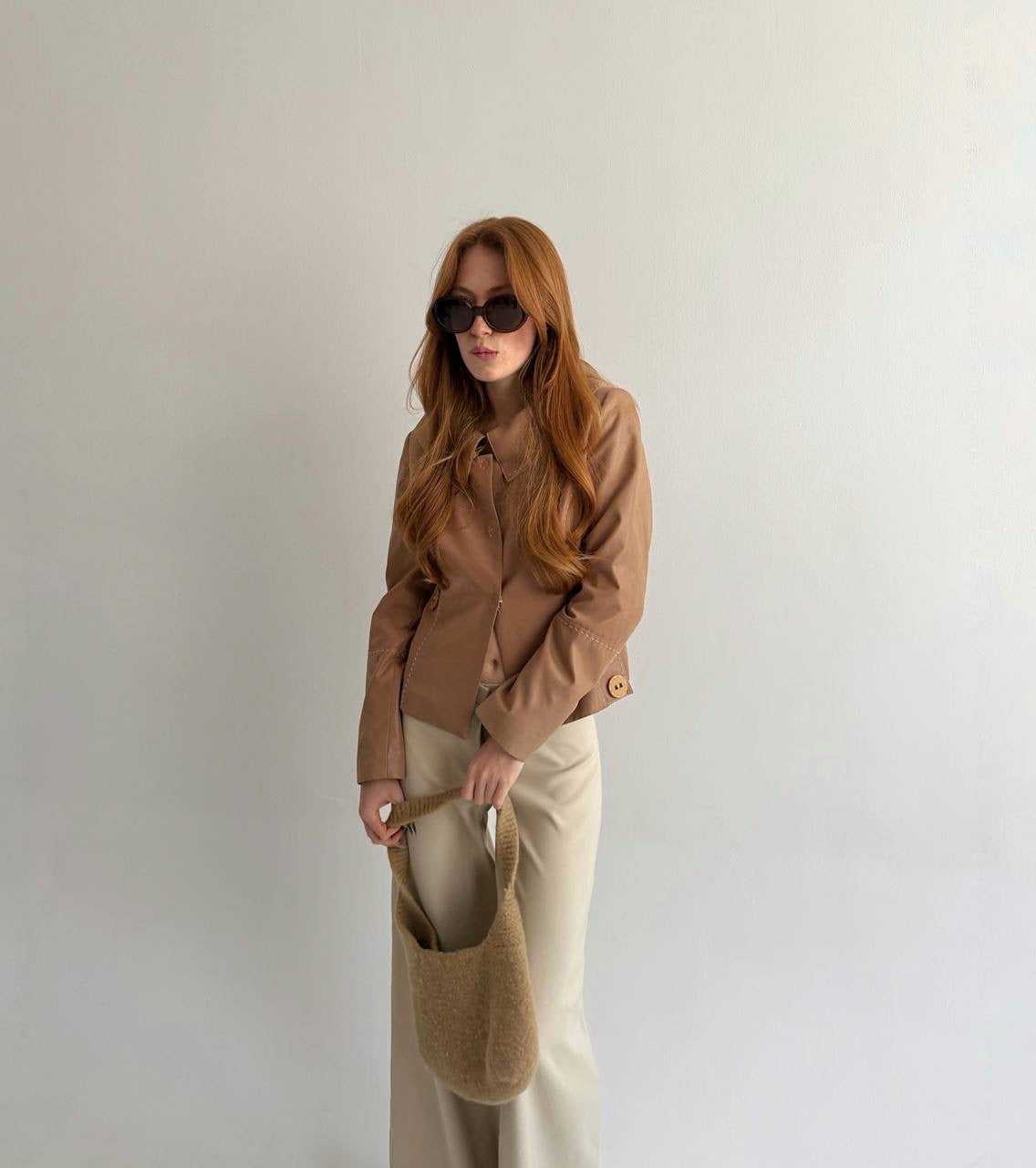Vintage faux leather jacket with beautiful collar