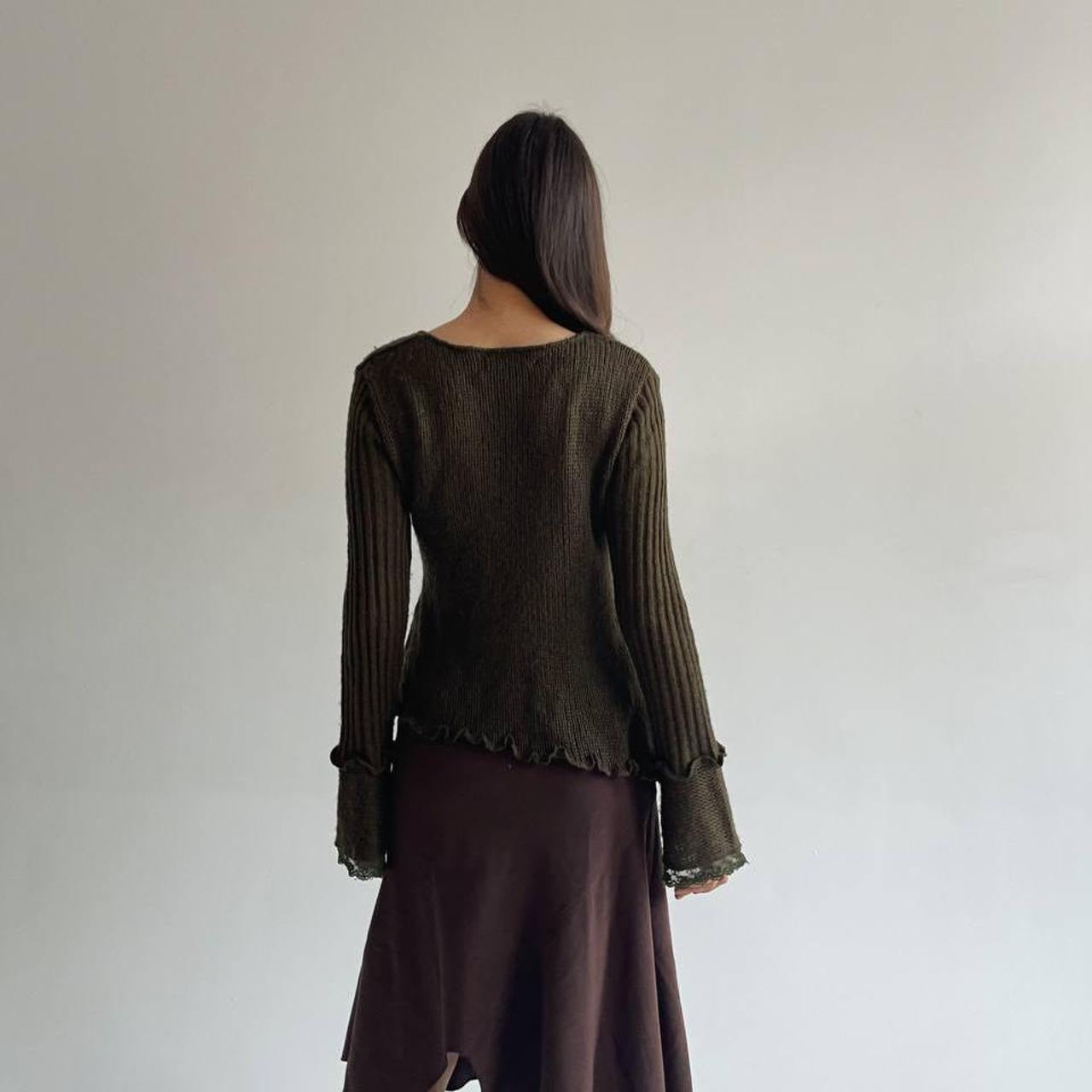 Vintage fairycore khaki cardigan