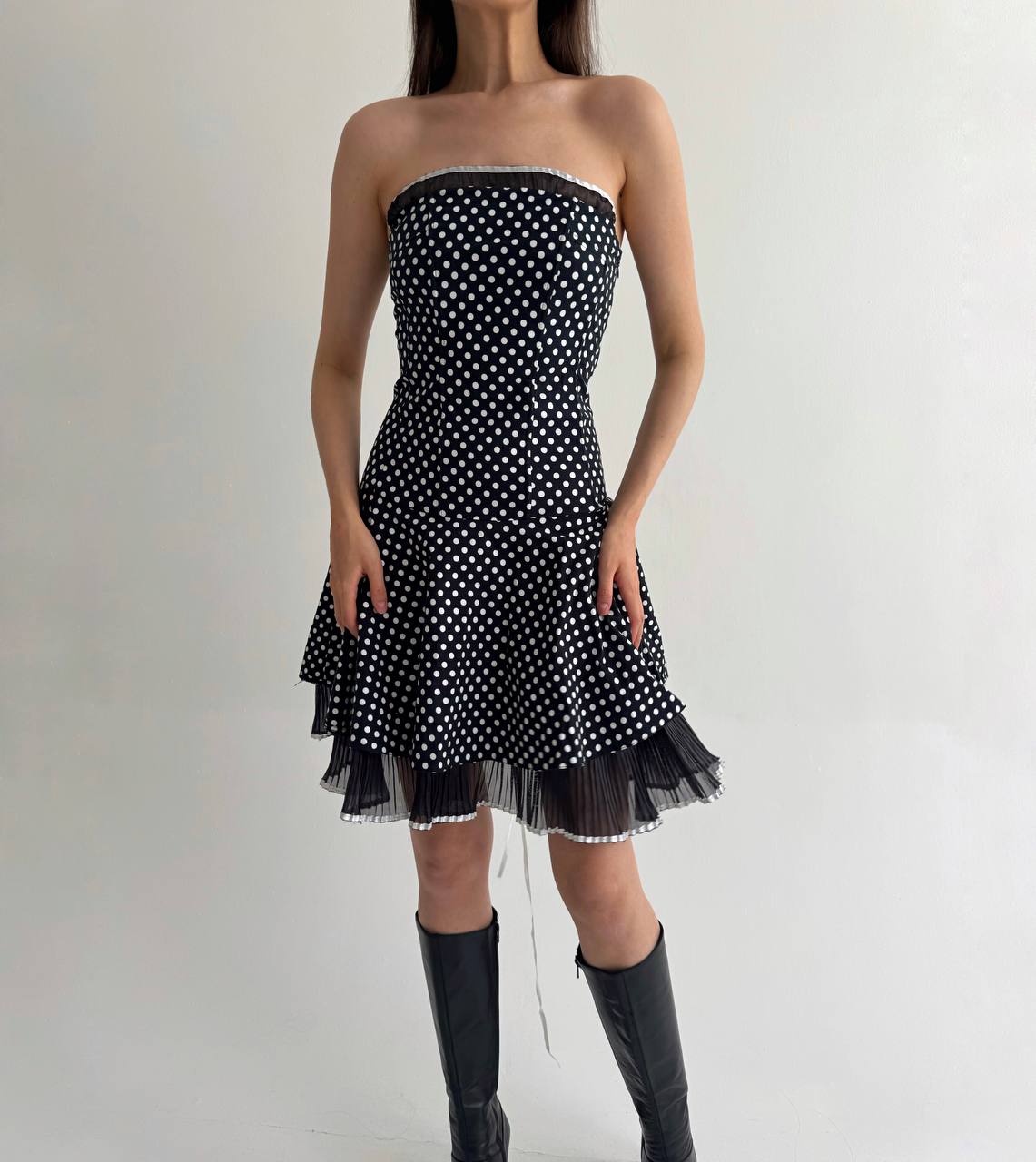 Vintage polka dot navy dress