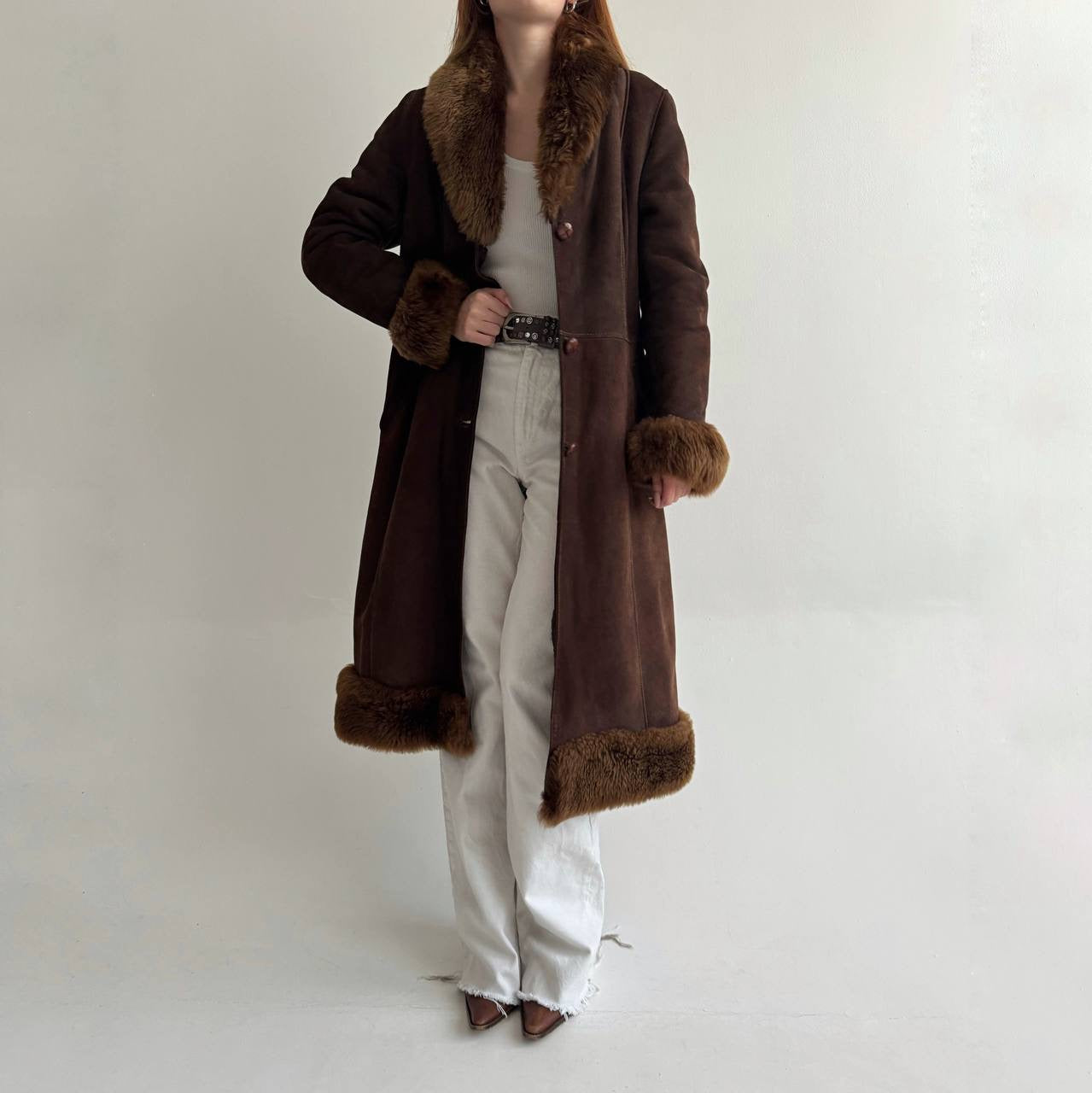Vintage genuine leather sheepskin coat