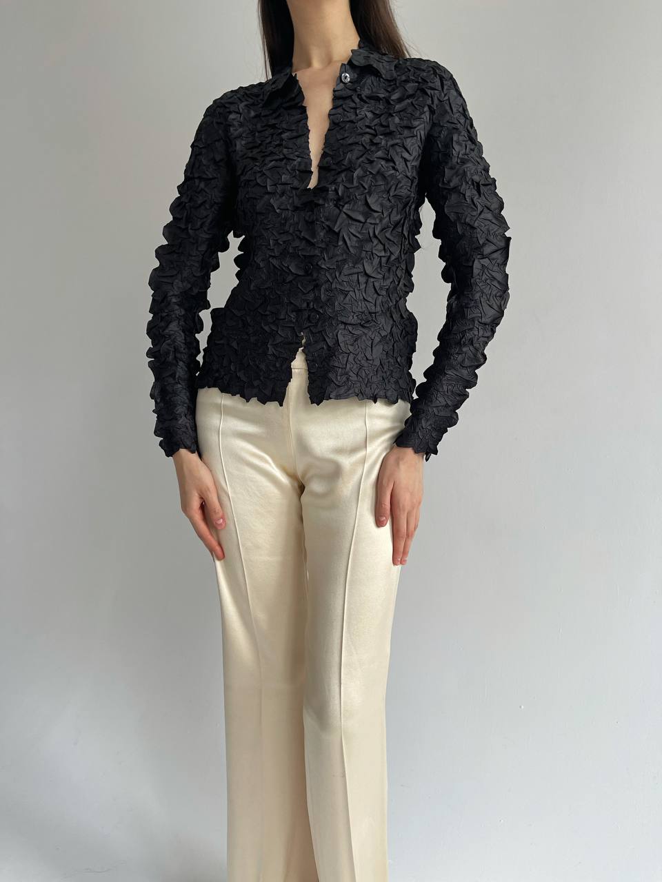 Vintage crinkle black shirt