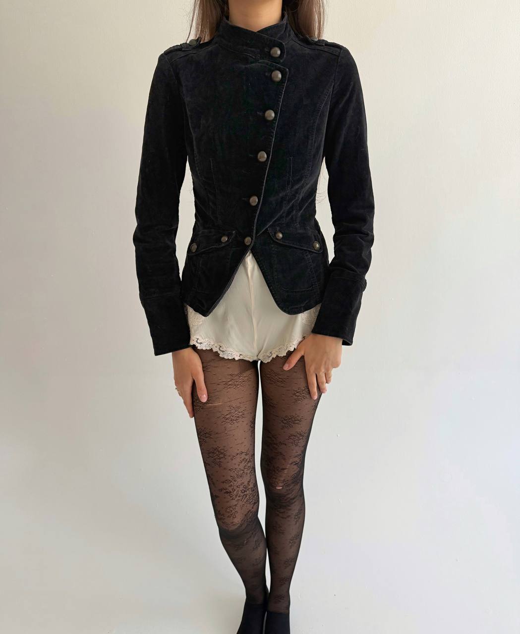 Vintage velvet cotton asymmetrical jacket