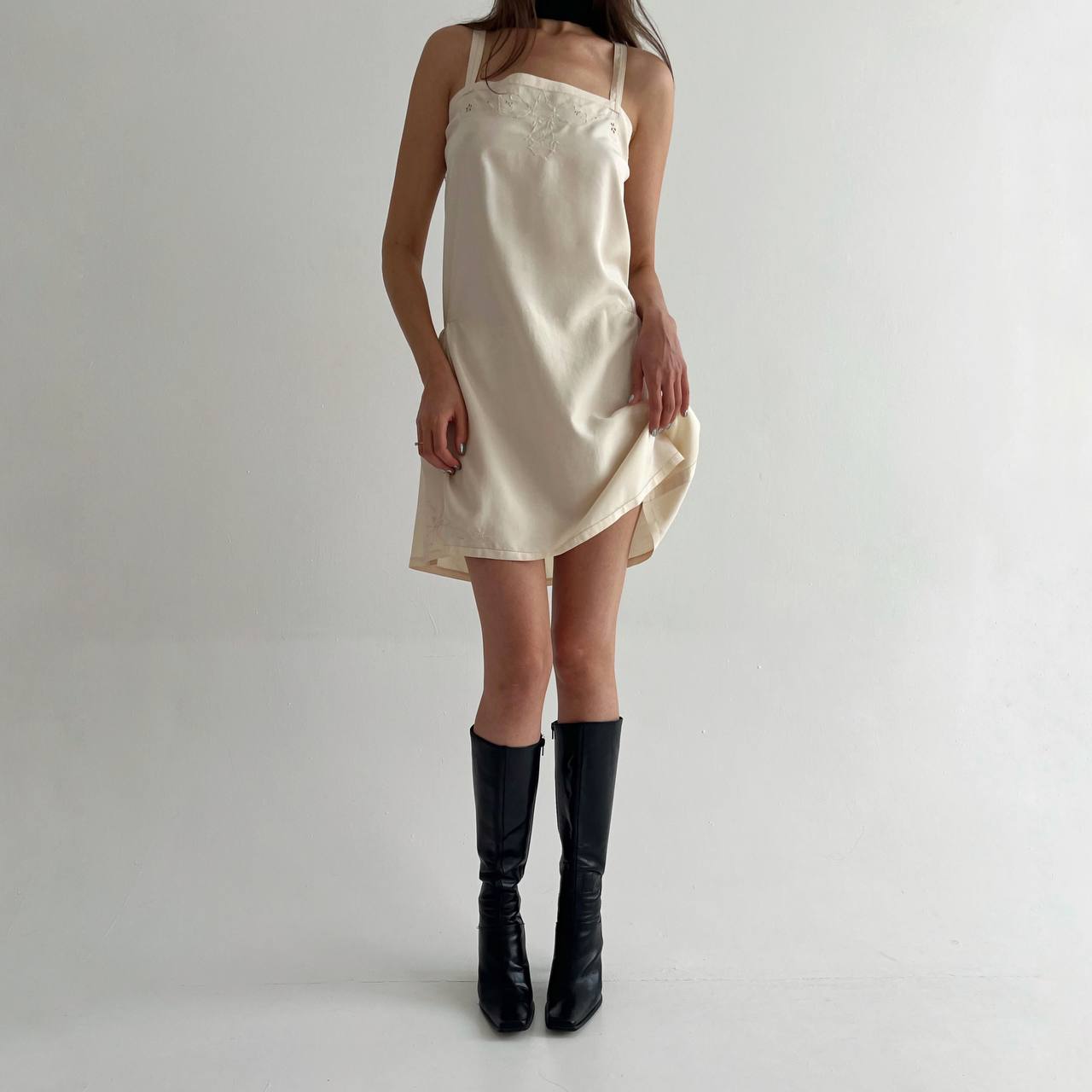 1920s antique pure silk slip dress