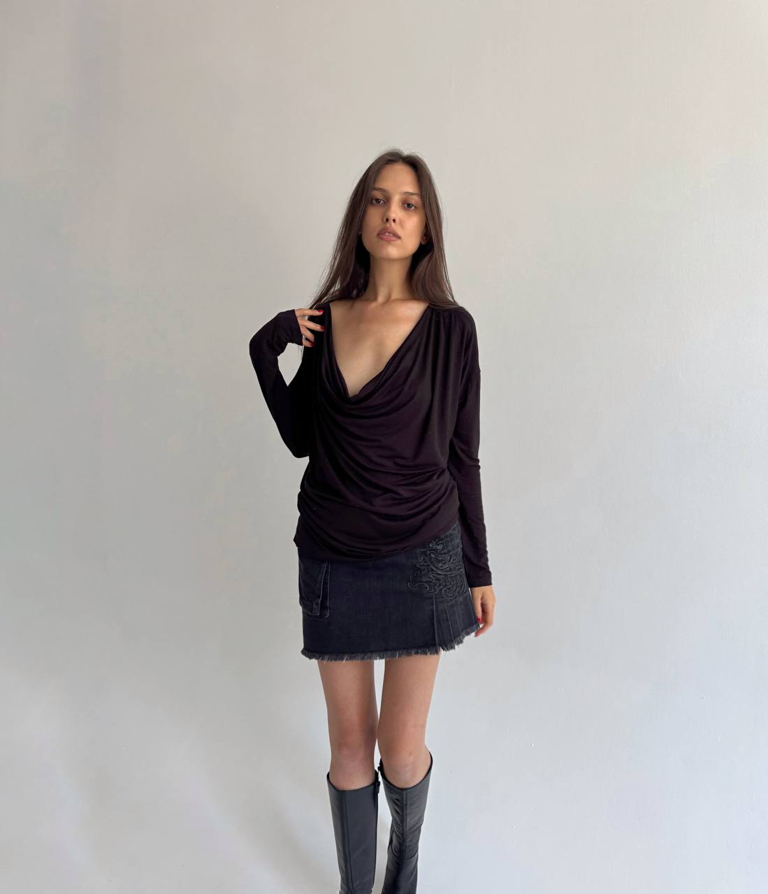 Vintage viscose draped blouse