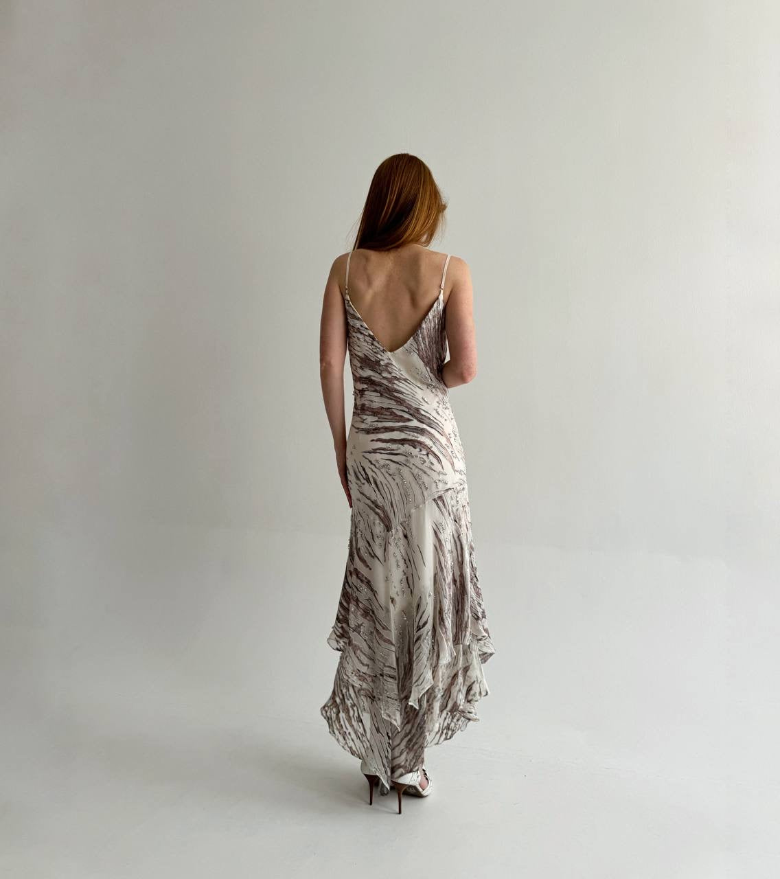 Vintage 100% pure silk asymmetrical slip dress