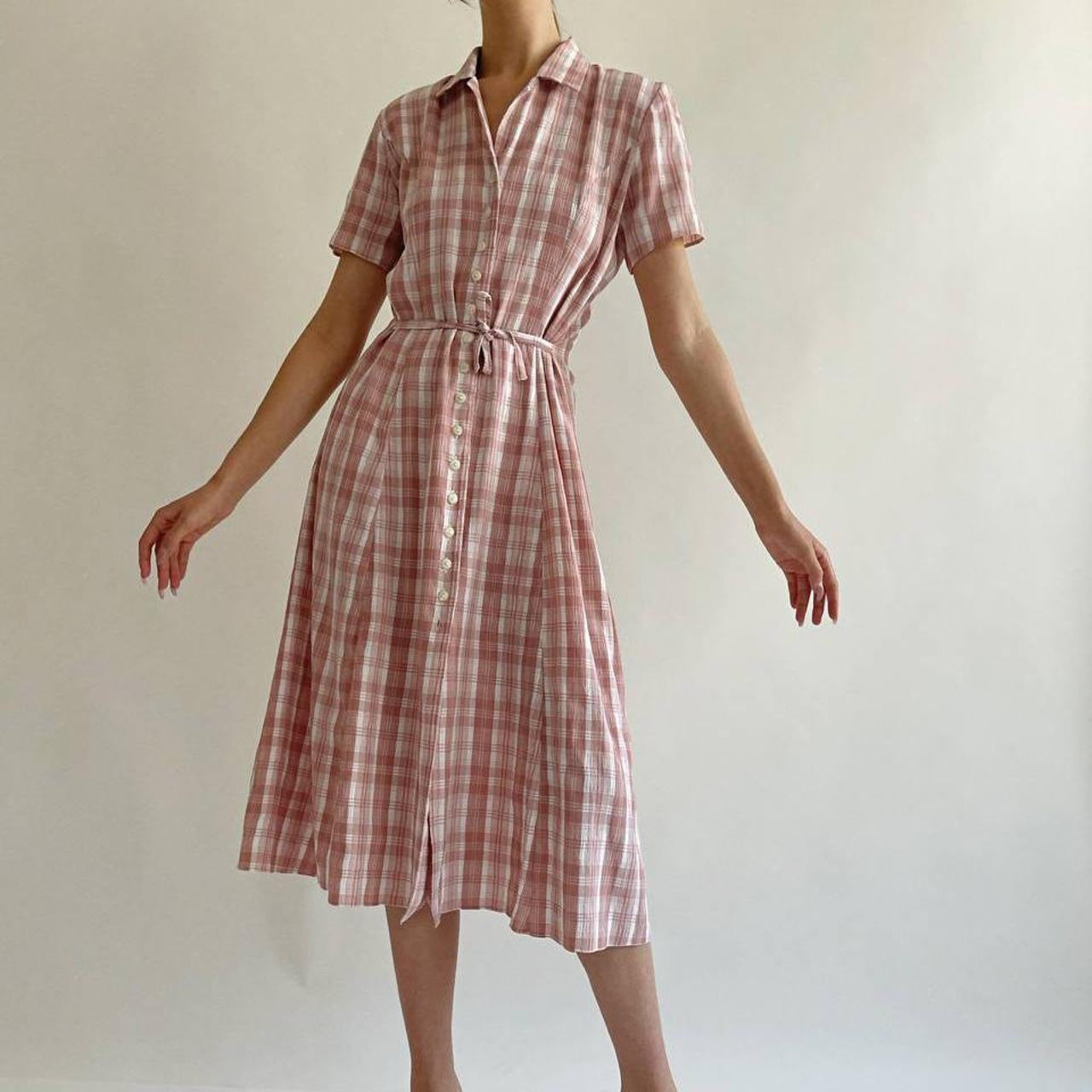 Vintage checked pink dress