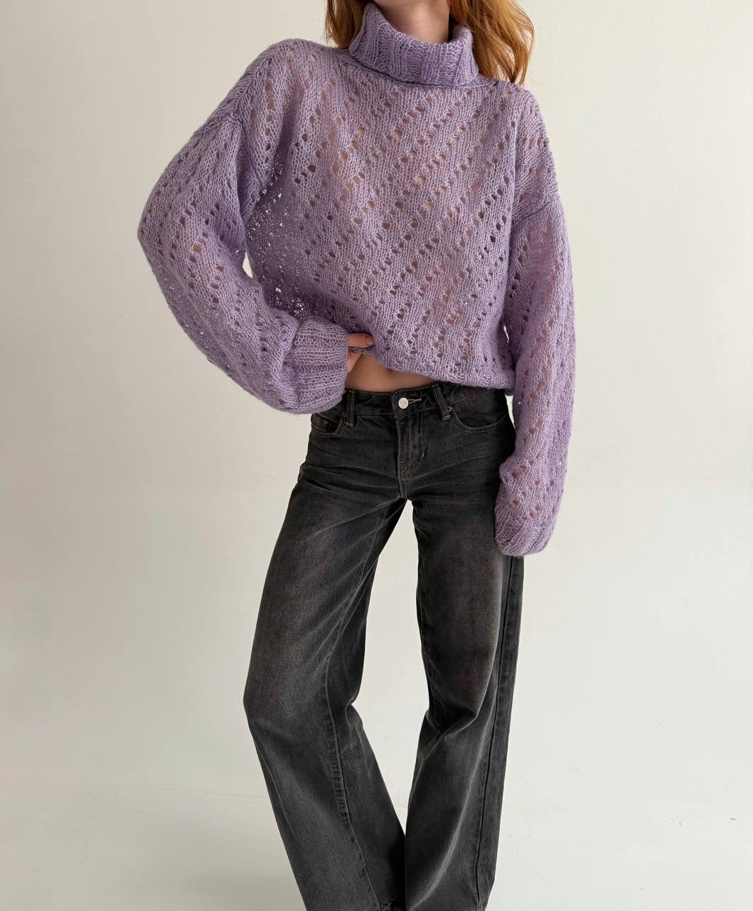 Vintage handmade lilac knit sweater