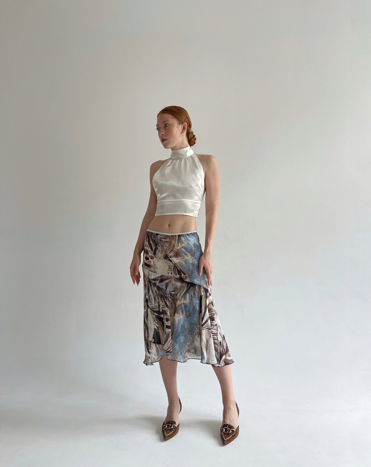 Vintage midi printed skirt