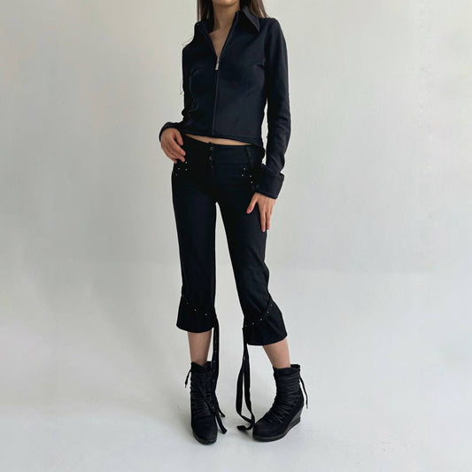 Vintage black capris with rhinestones