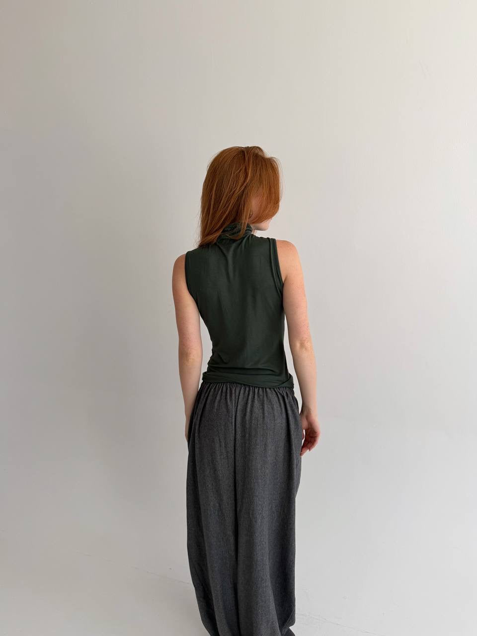 Vintage 95% viscose dark green top