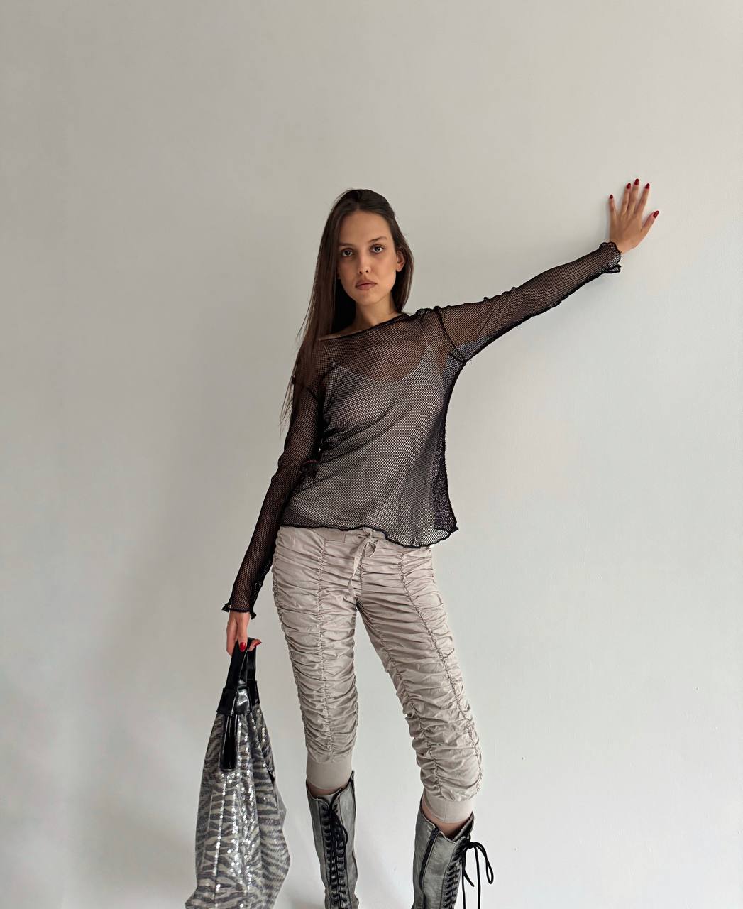 Vintage mesh black top