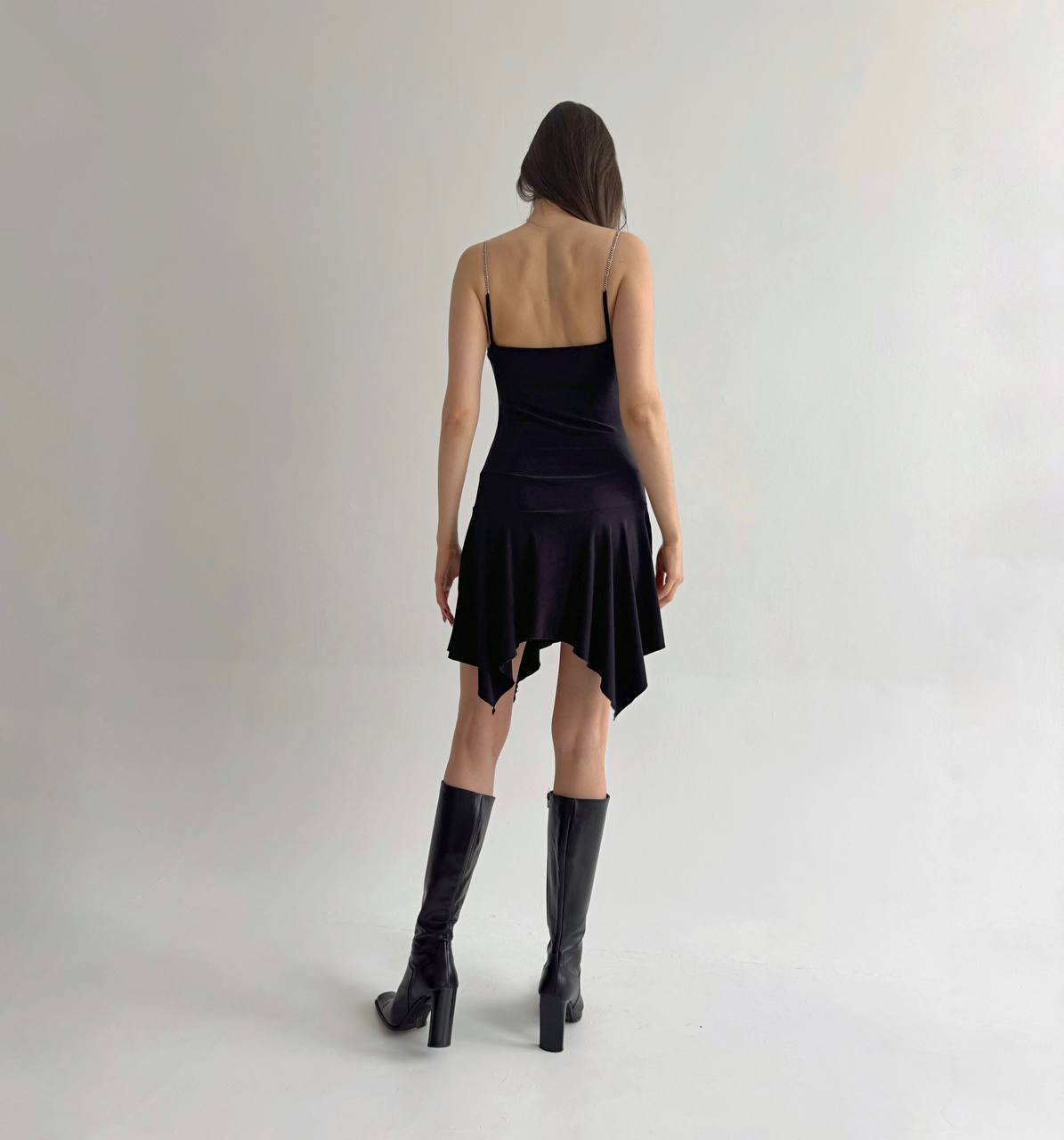 Vintage Y2K black chain straps dress