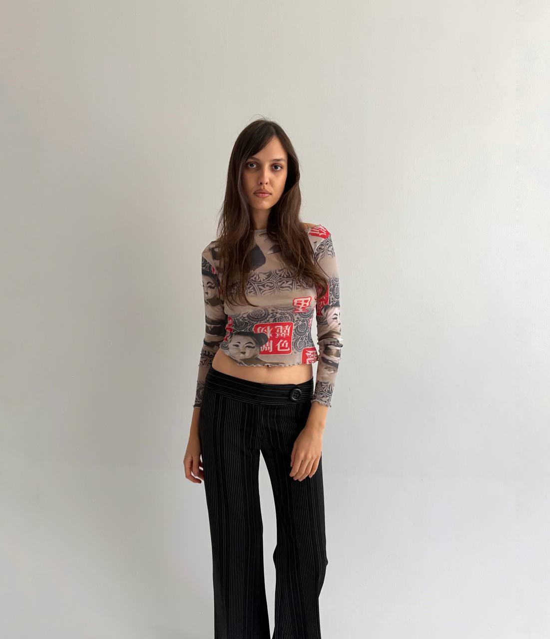 Vintage mesh printed top