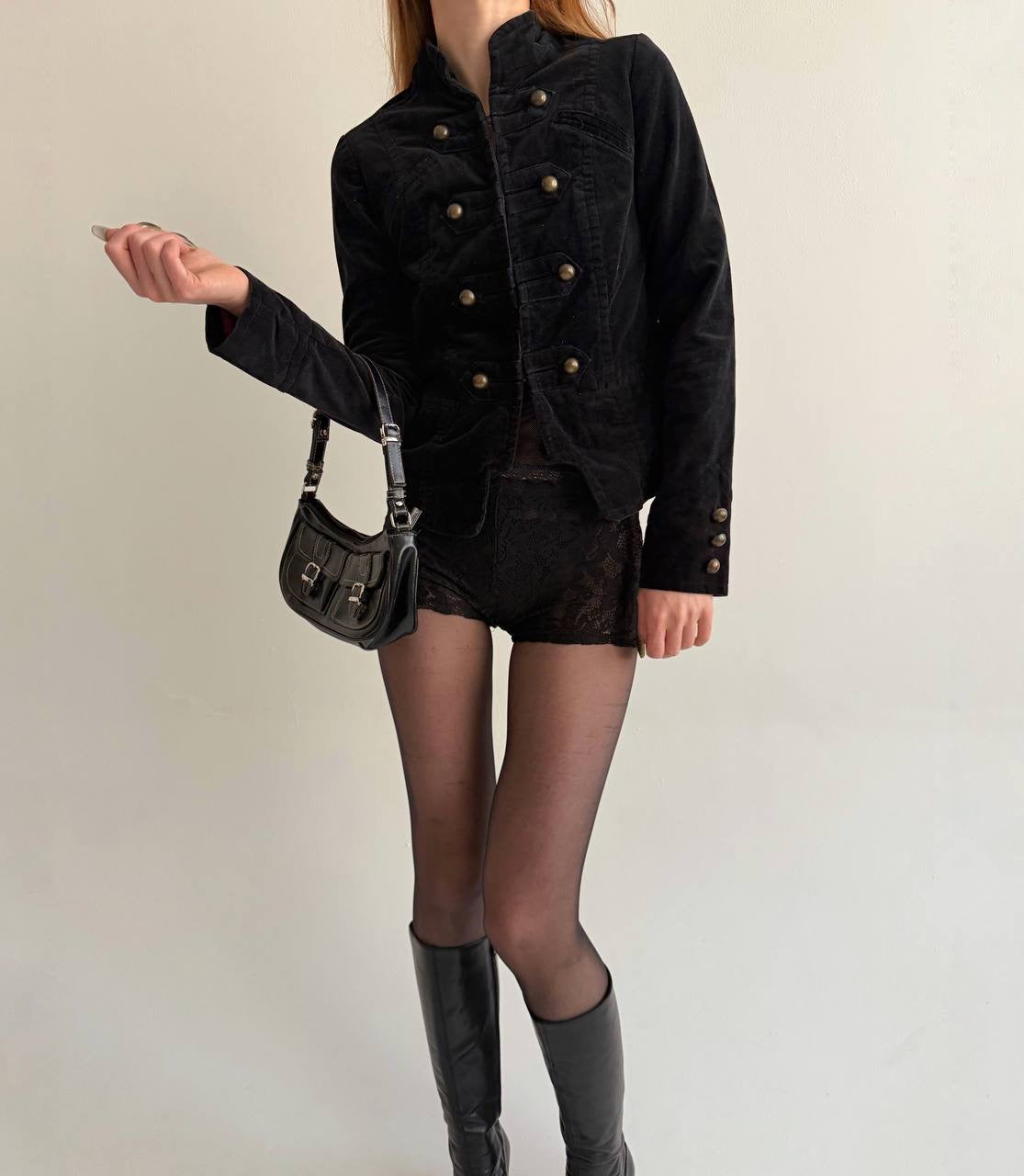 Y2K cotton velvet napoleon jacket
