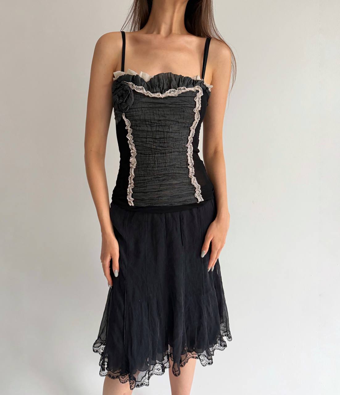 Vintage top with flower appliqué