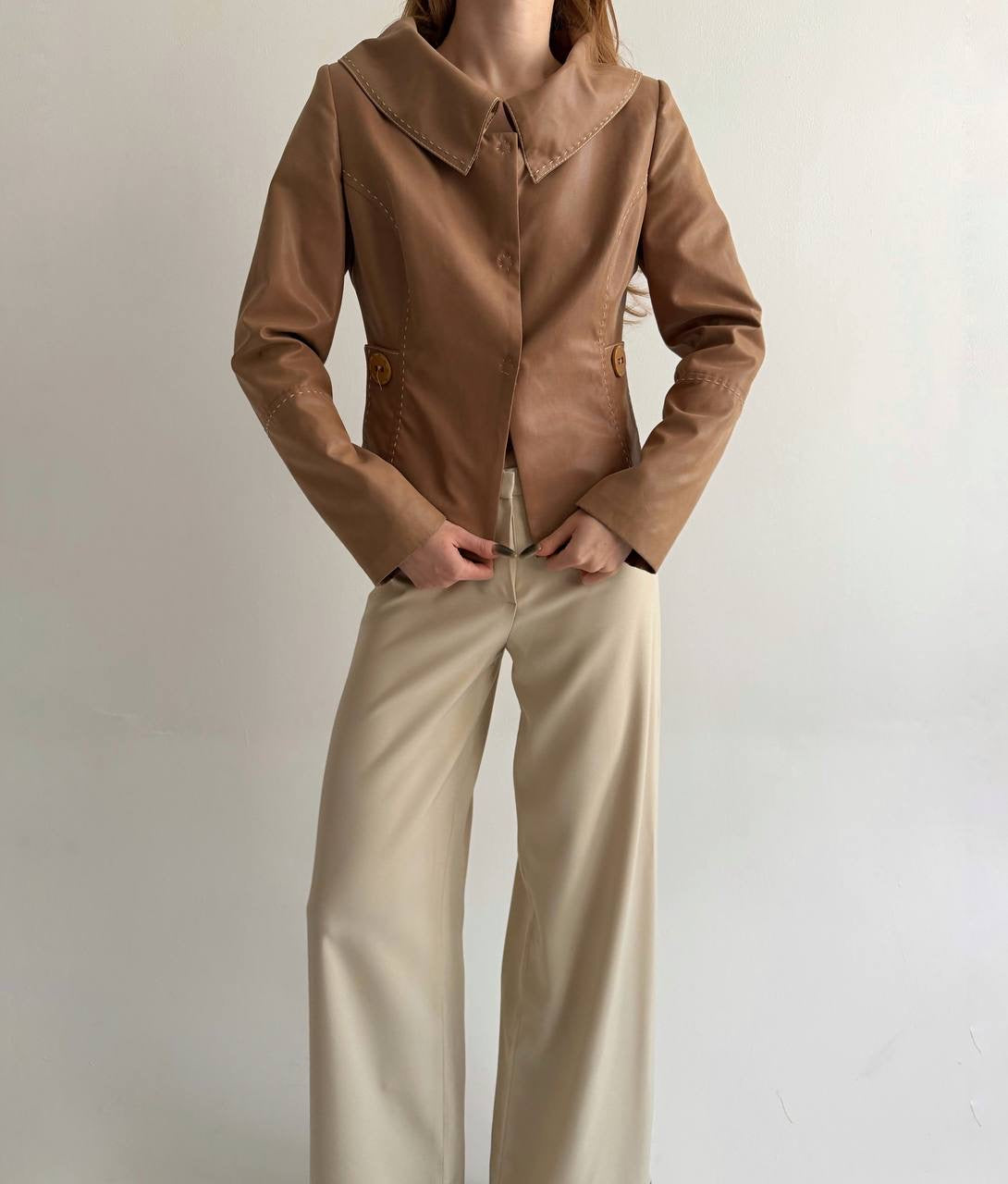 Vintage faux leather jacket with beautiful collar