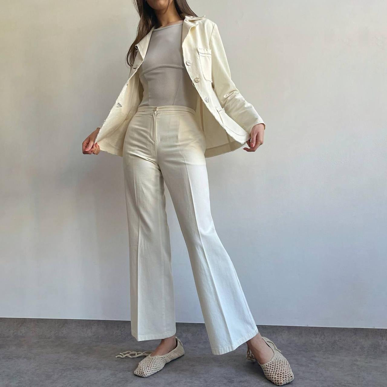 Vintage cotton beige suit