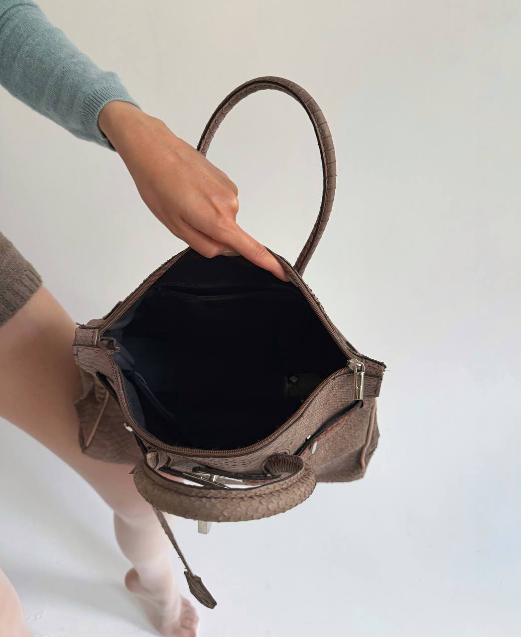 Vintage genuine leather Italian firkin