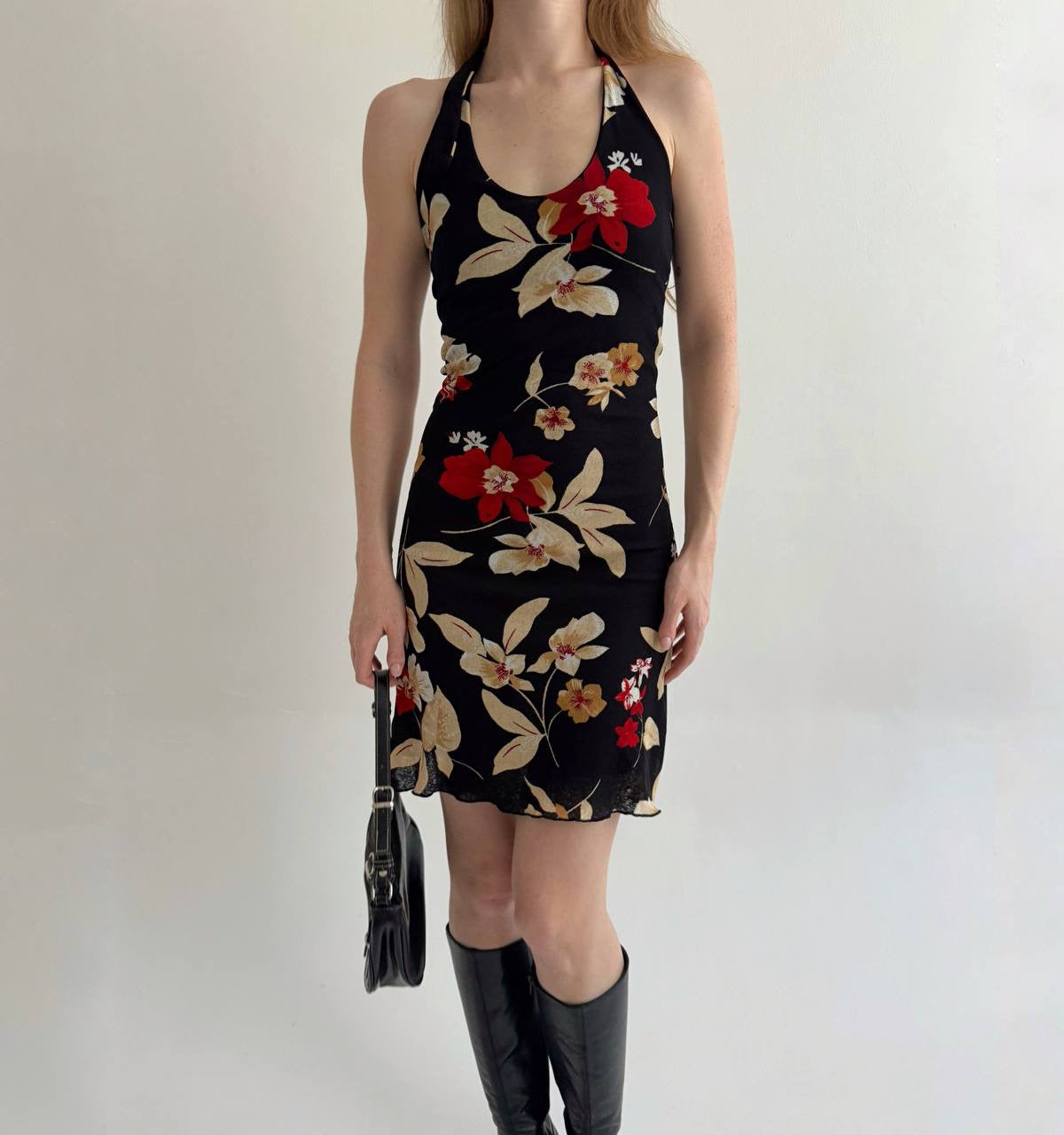 Vintage mini dress with flower pattern