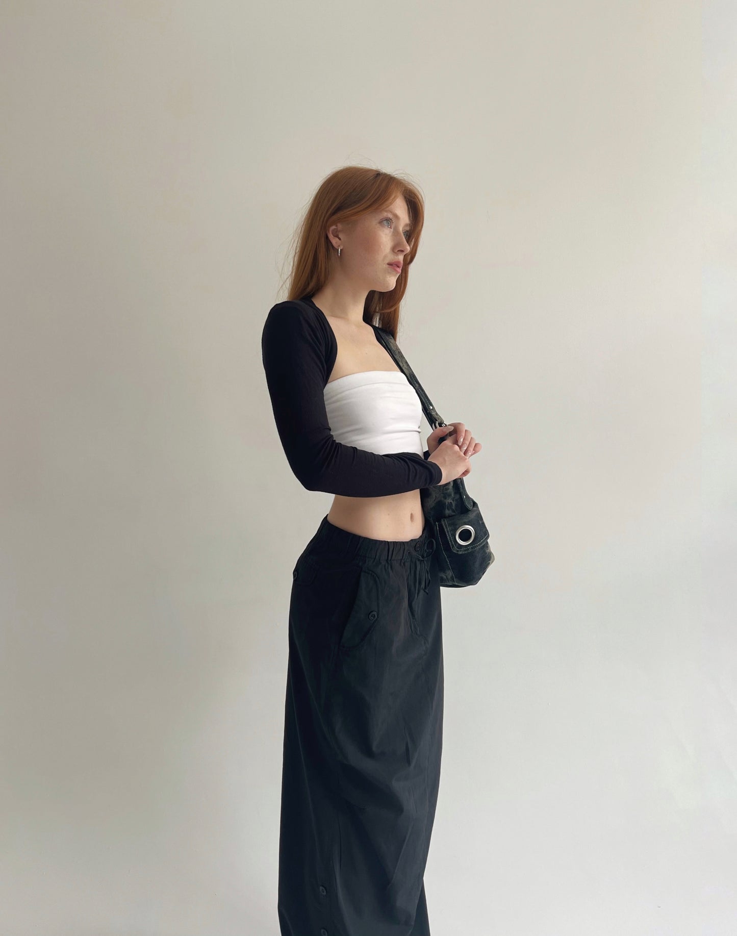 Y2K 58% cotton maxi cargo skirt