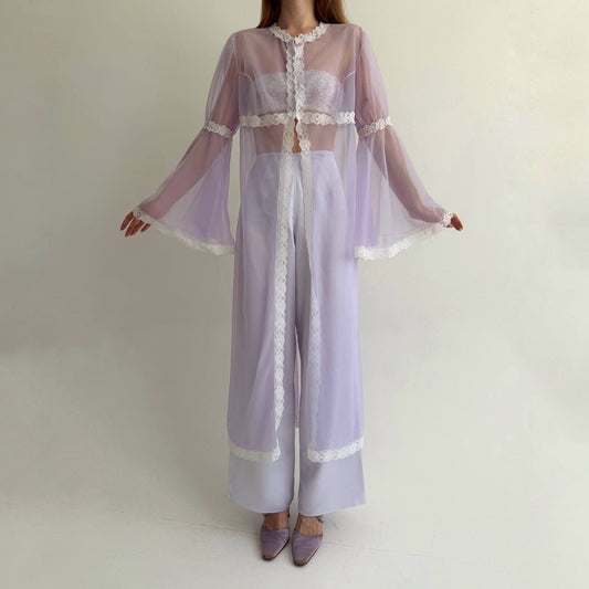 Vintage pastel purple robe with lace