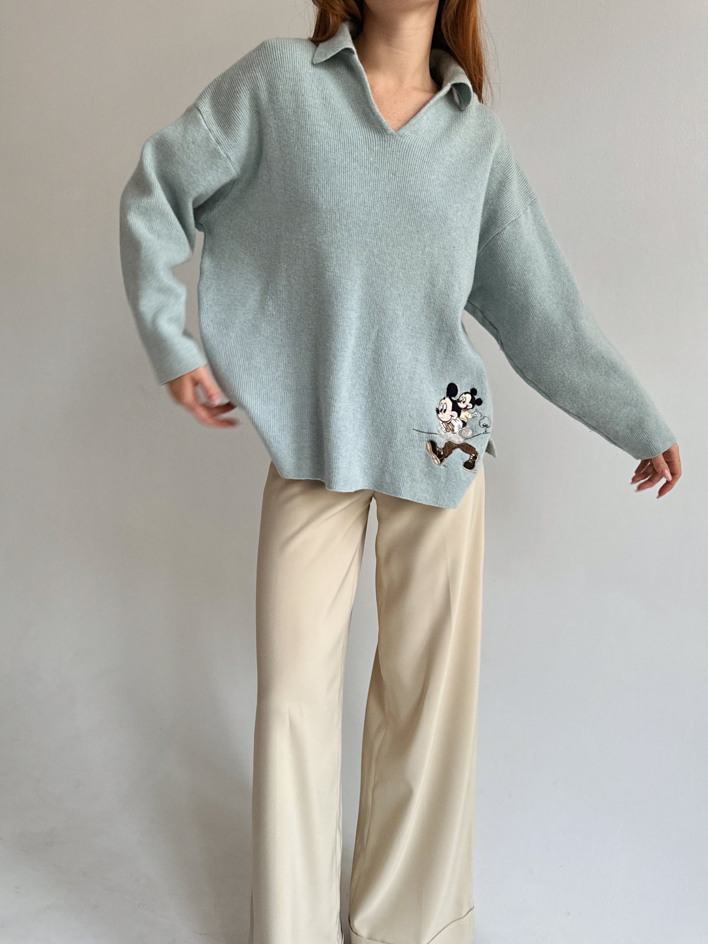 Vintage baby blue 100% wool oversized sweater