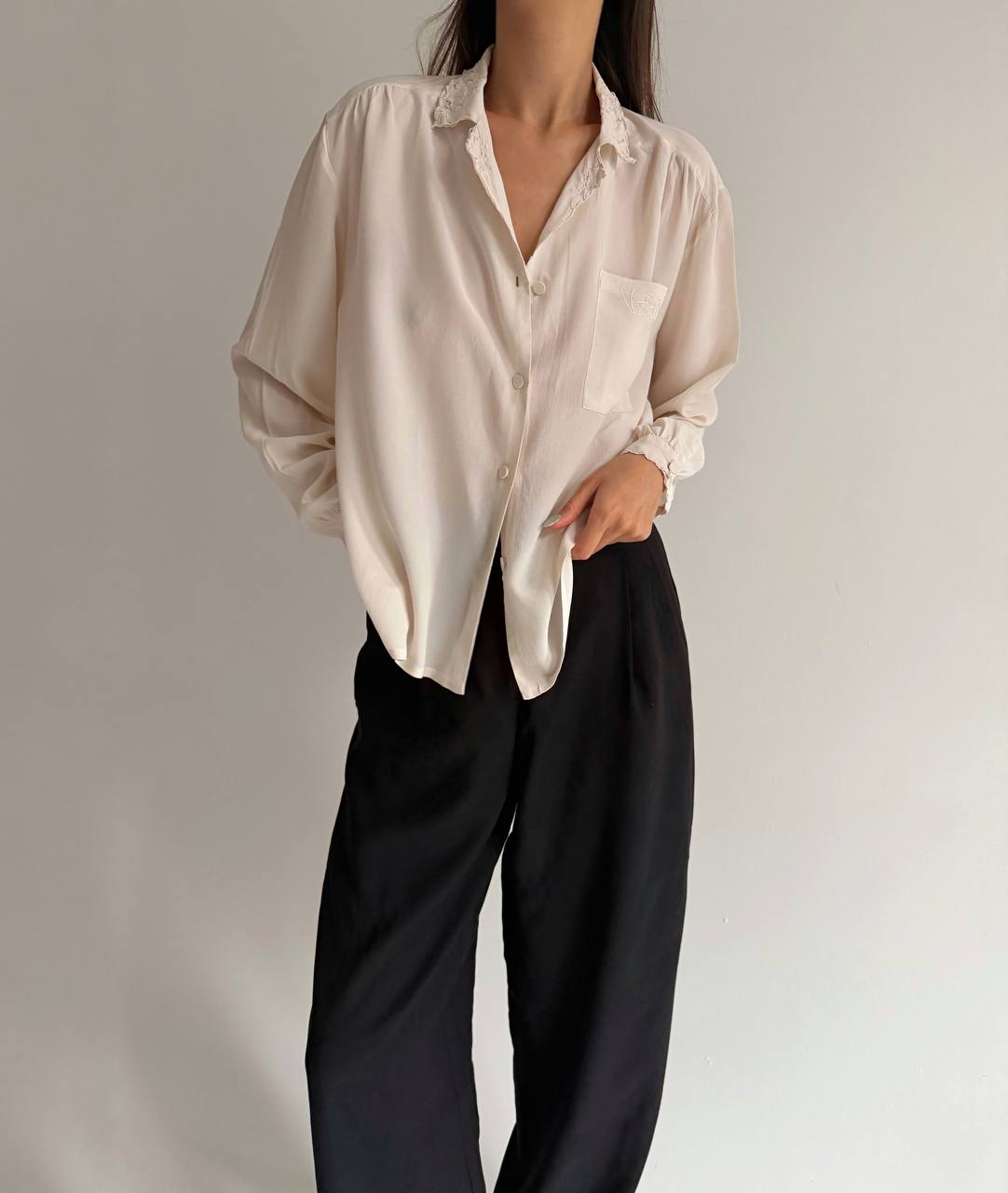 Vintage embroidered silk shirt