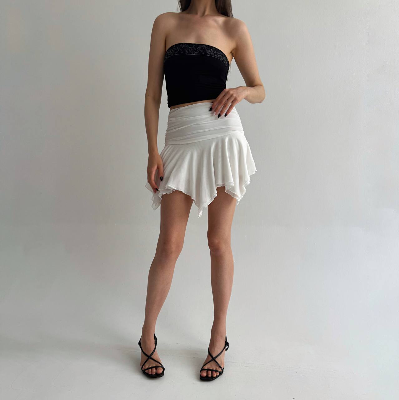 Vintage Y2K asymmetrical skirt with shorts