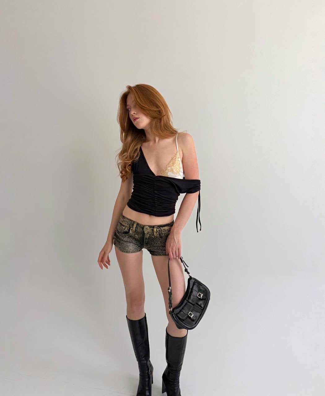 Vintage leopard printed micro mini shorts