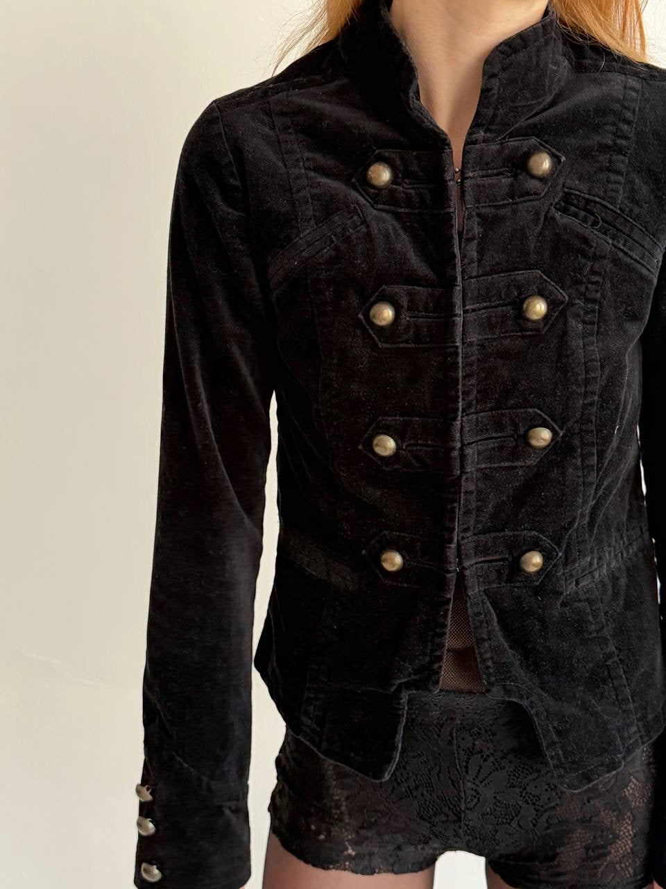 Y2K cotton velvet napoleon jacket
