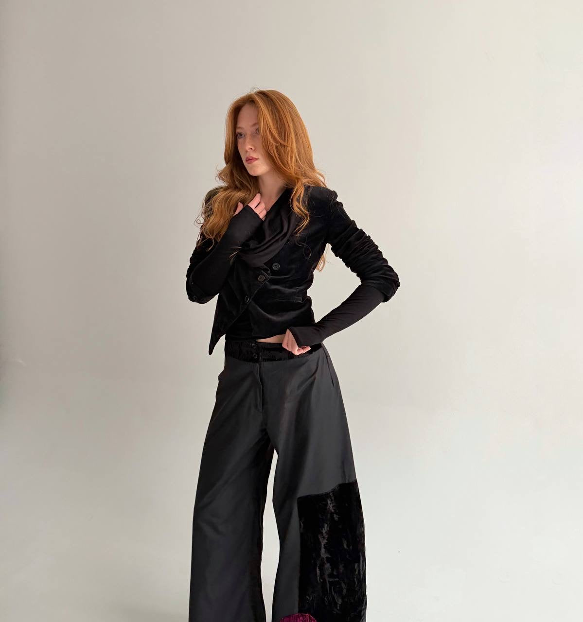 Vintage black made in France wide pants