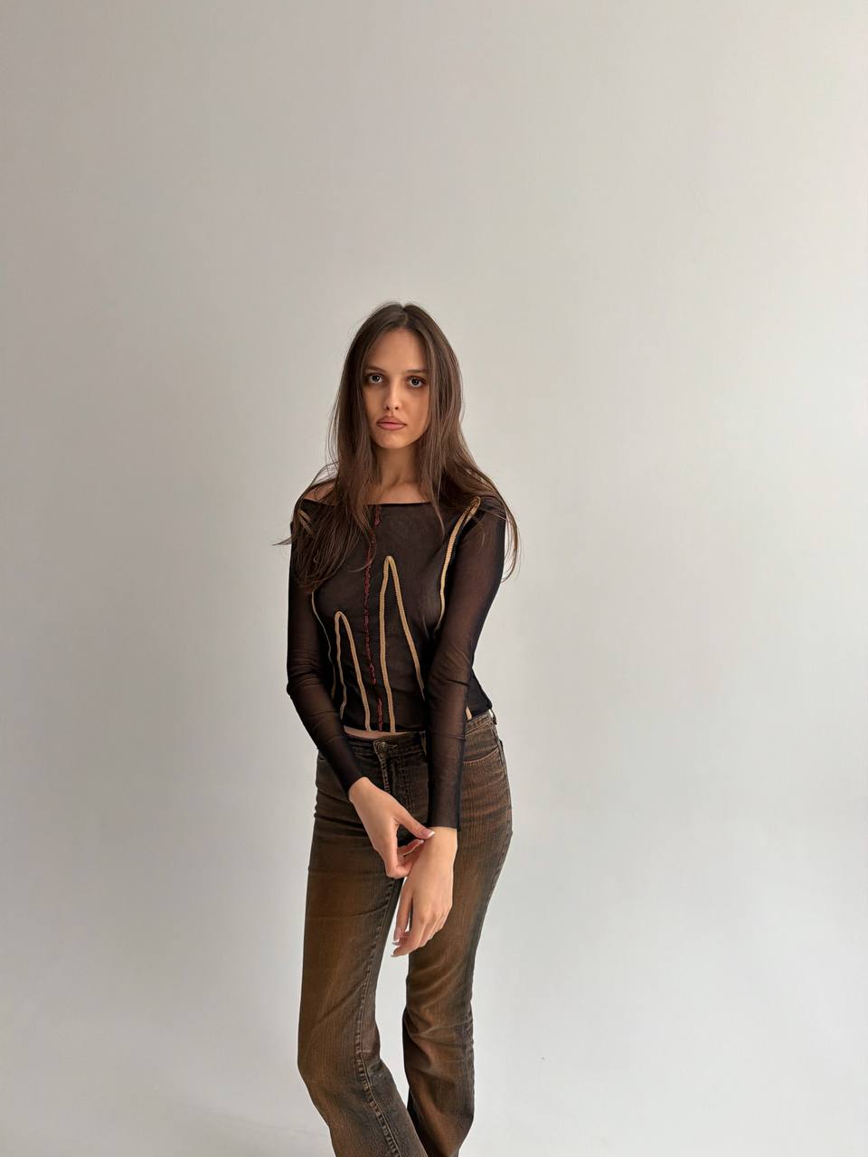 Vintage mesh top with sequins