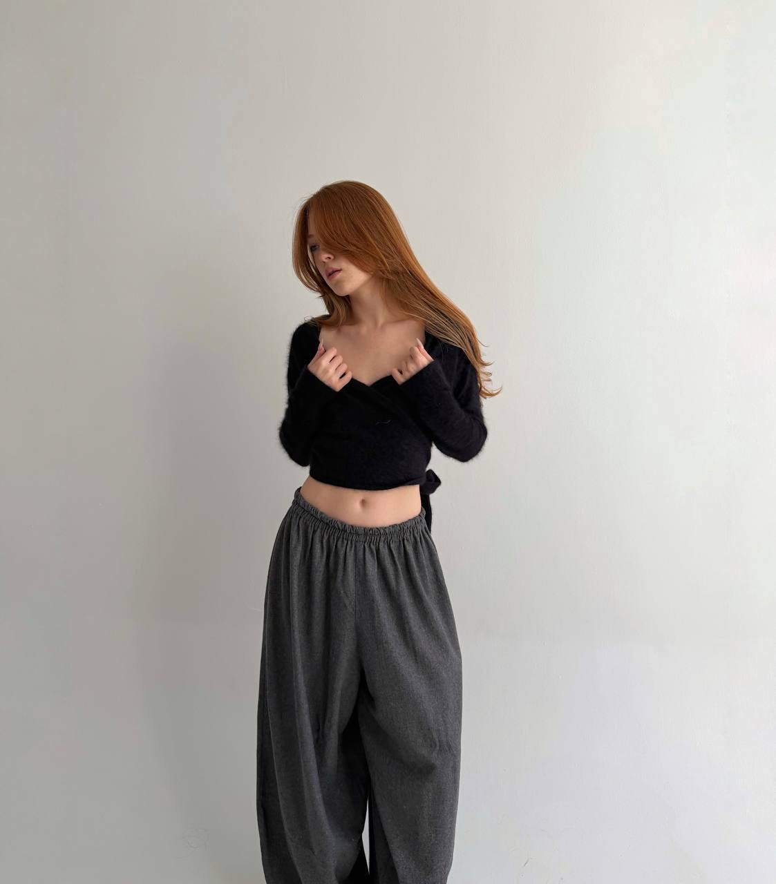 Vintage70% angora black wrap cardigan