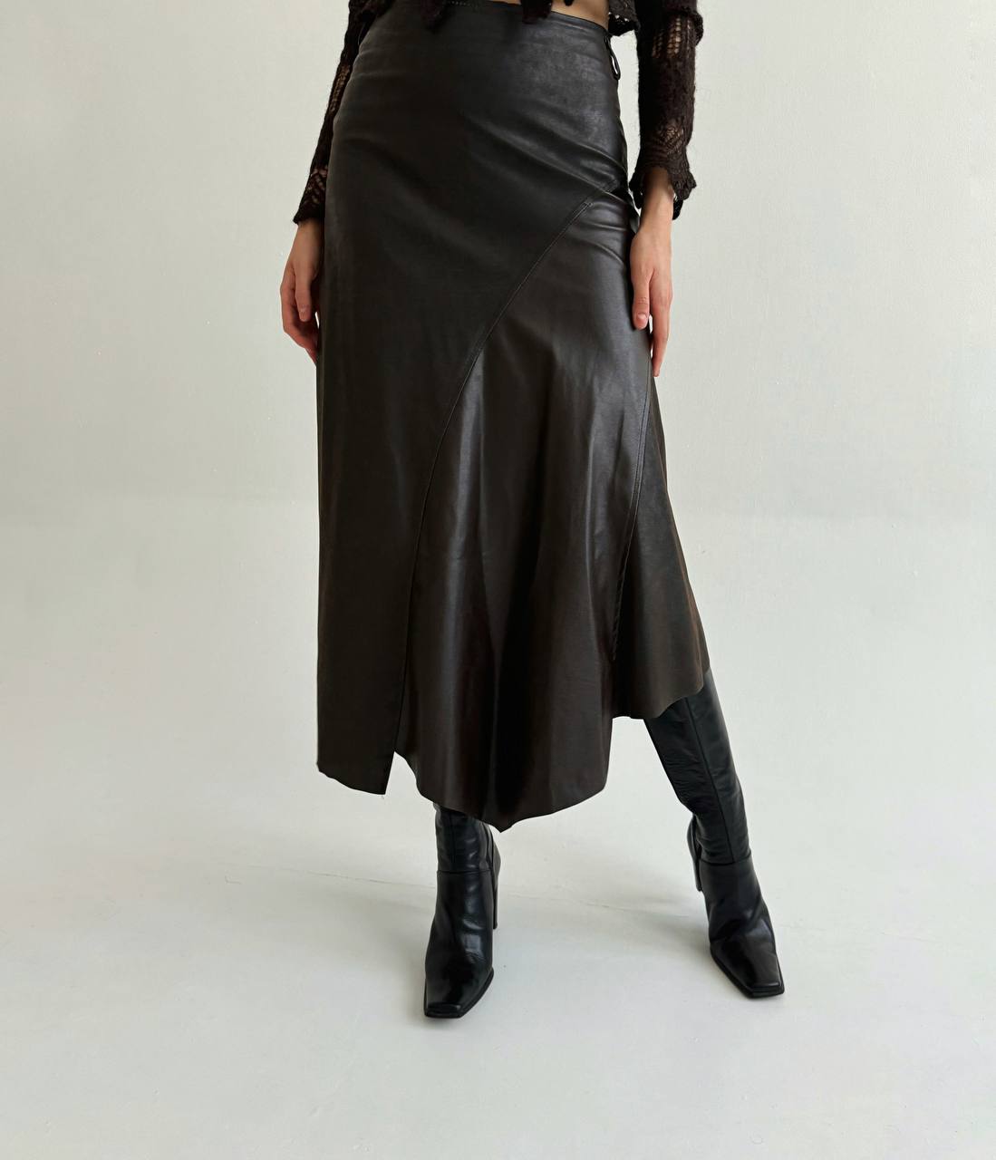Vintage pleather brown skirt