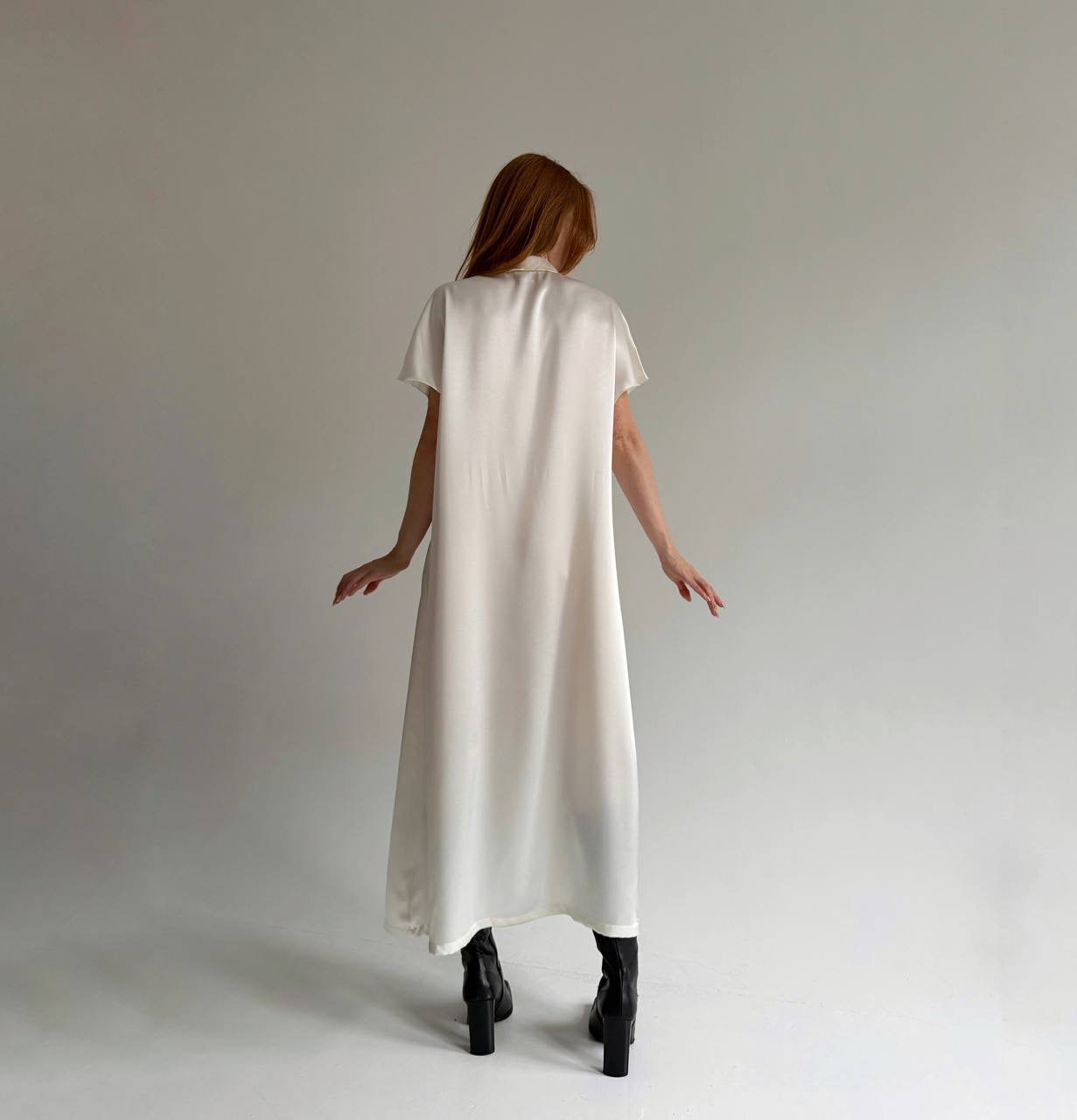 Vintage milky satin midi dress