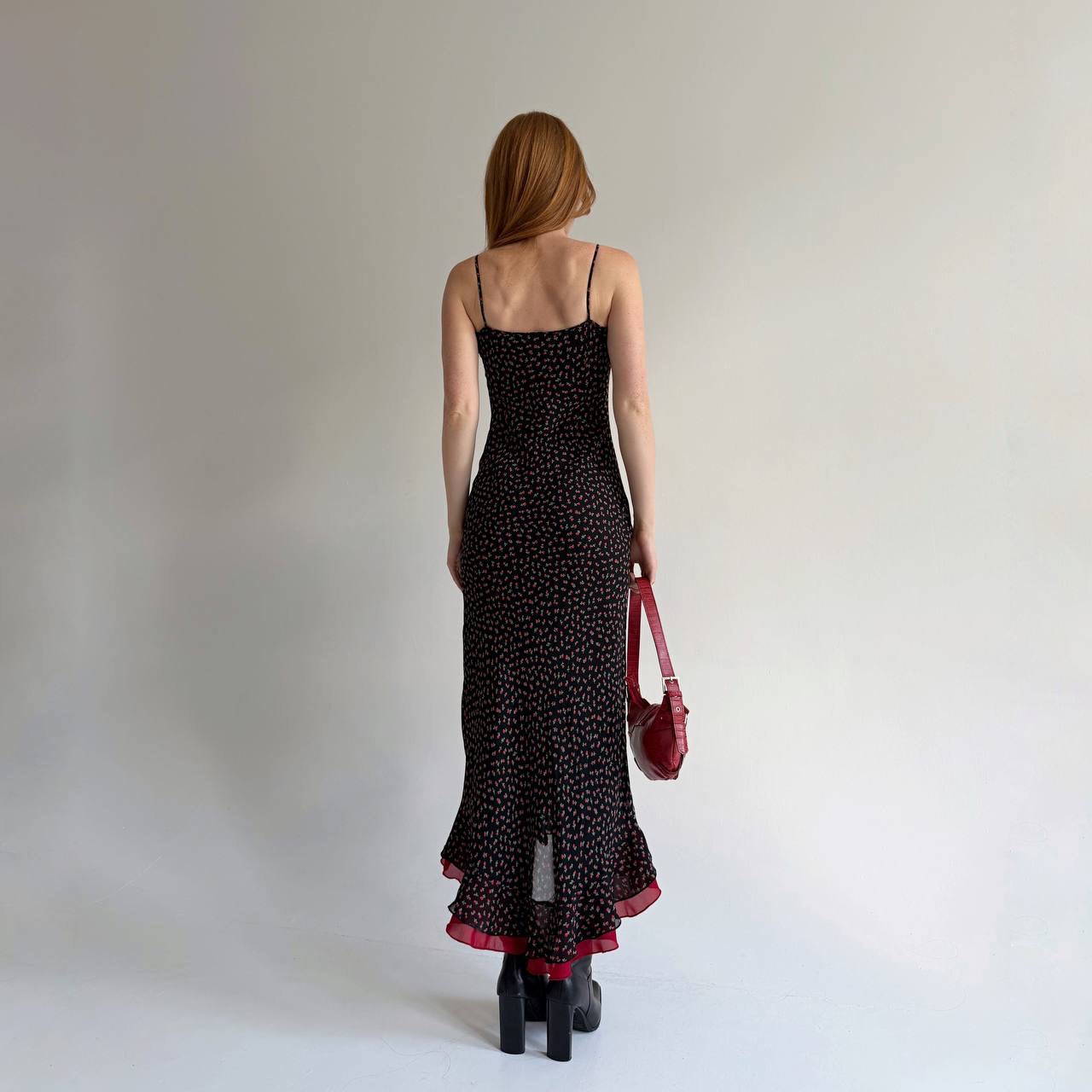 Vintage viscose long asymmetrical dress