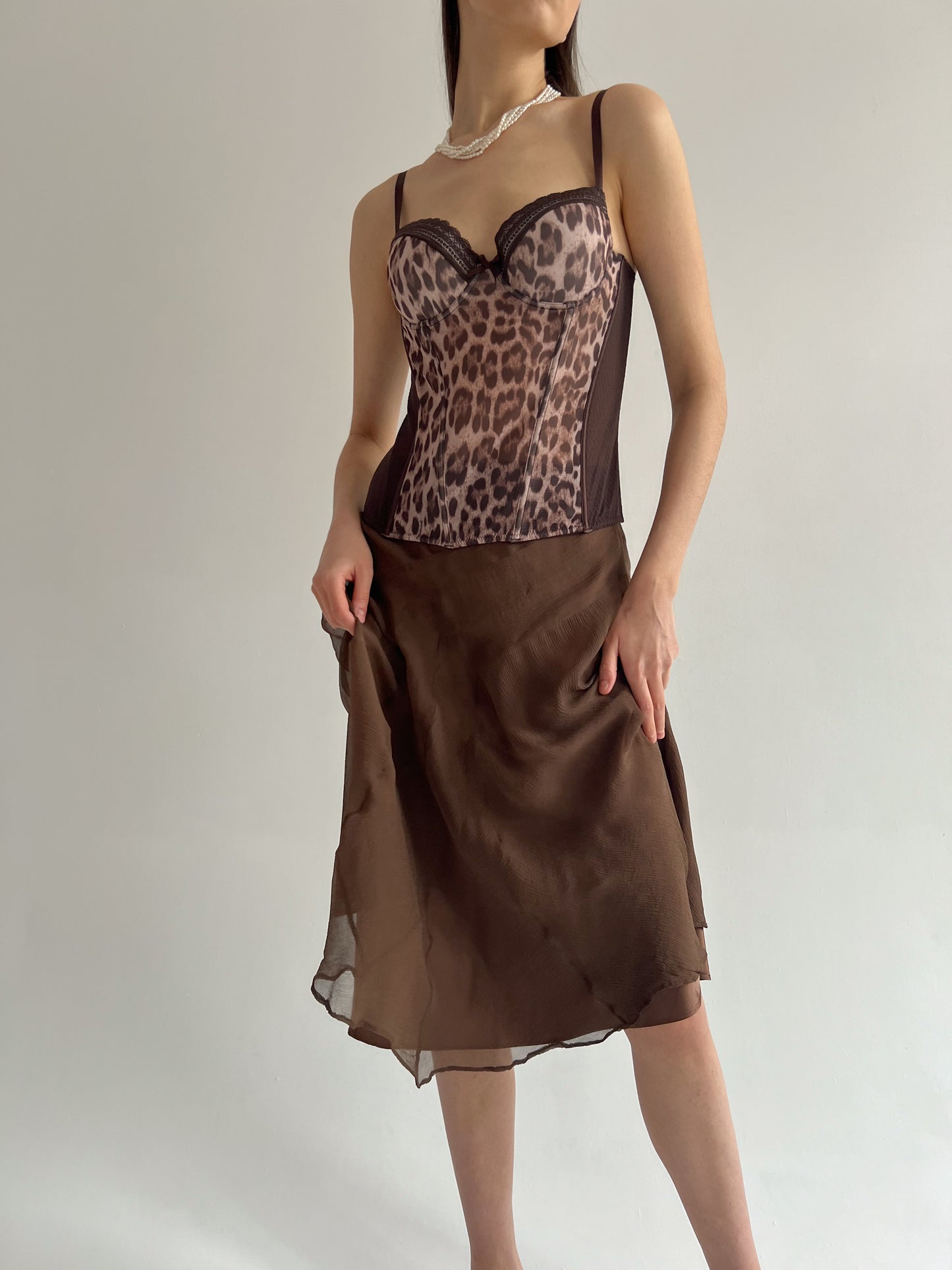 Vintage leopard brown corset top