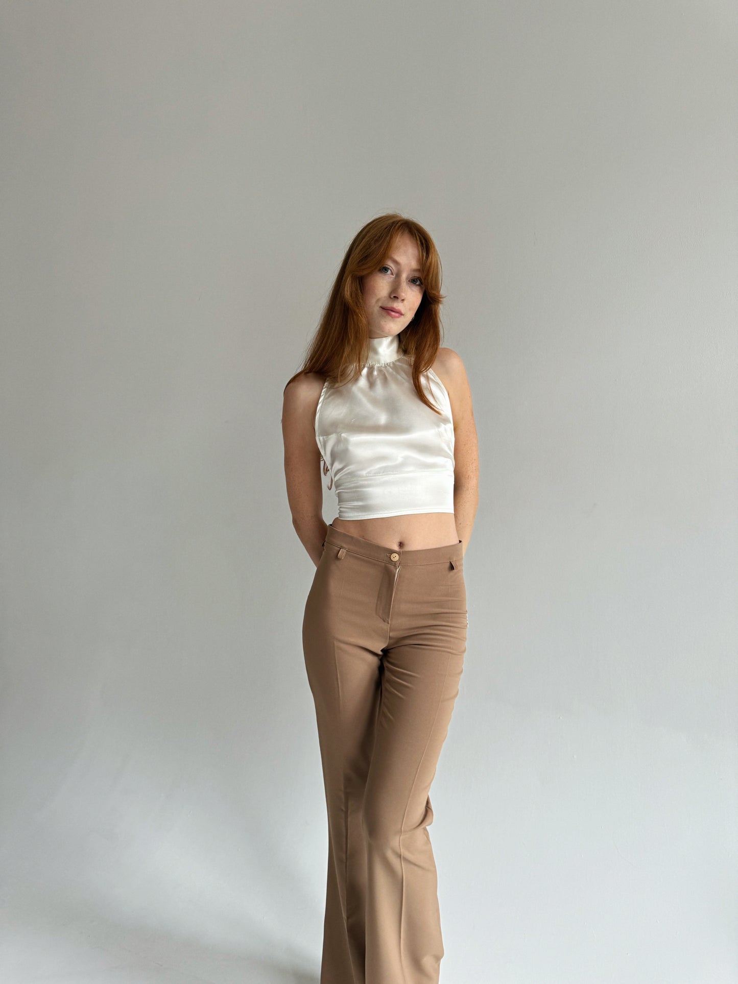 Vintage flared cotton blend pants