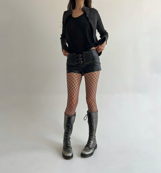 Vintage faux leather mini shorts