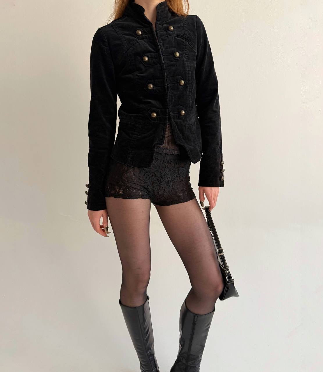 Y2K cotton velvet napoleon jacket