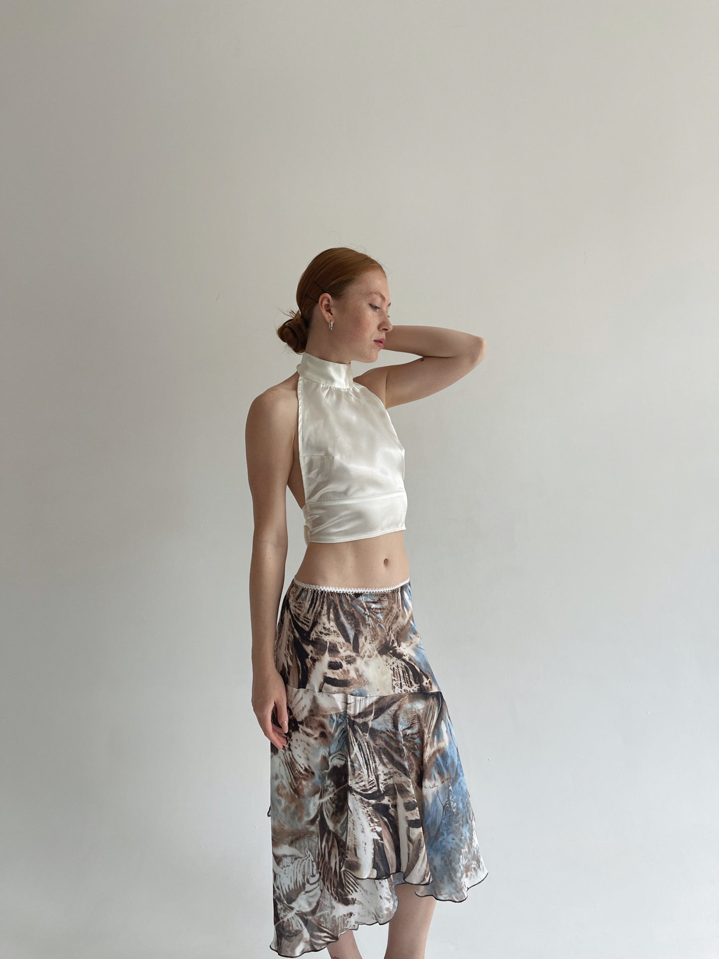 Vintage midi printed skirt