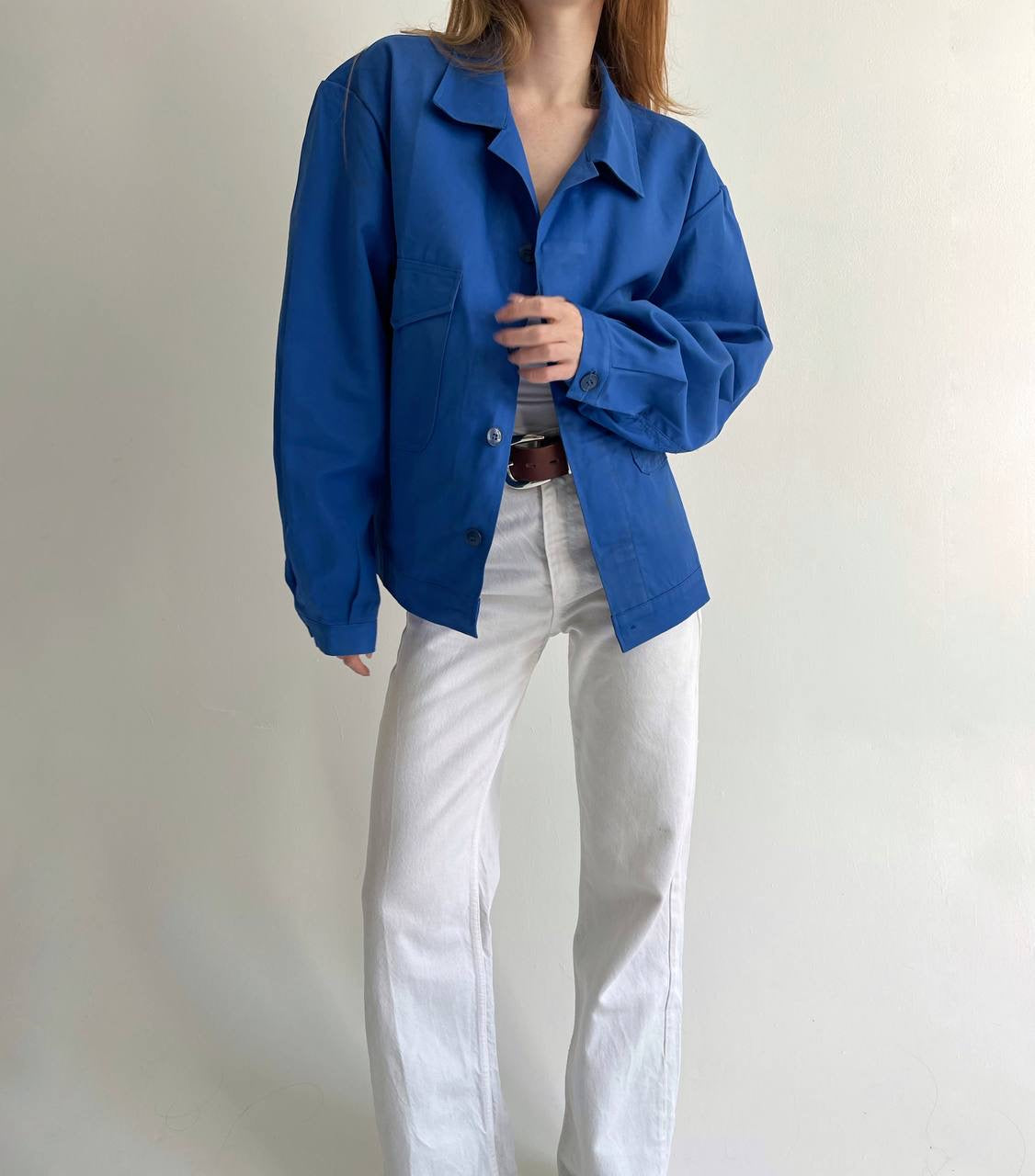 Vintage azure blue cotton jacket