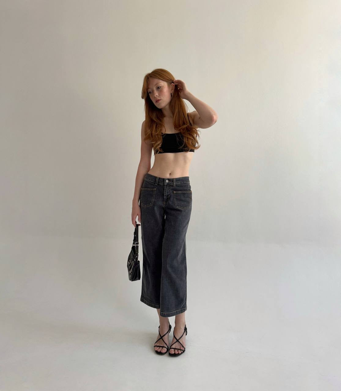 Vintage grey denim cropped jeans