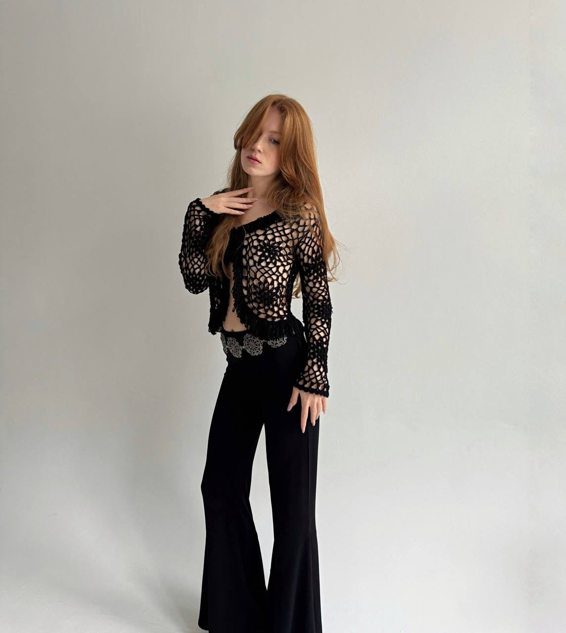 Vintage black crochet blouse