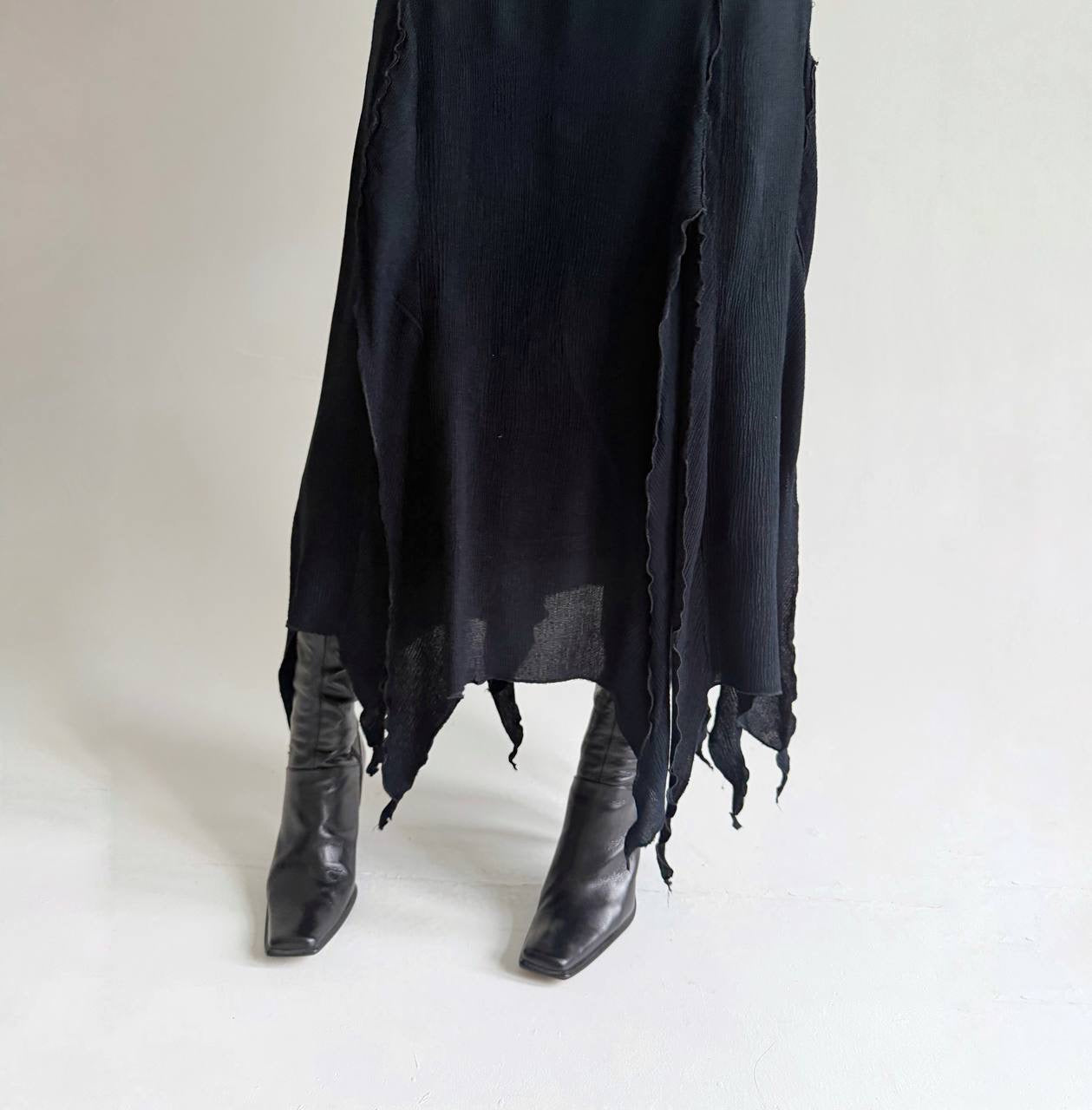Vintage viscose asymmetrical maxi skirt