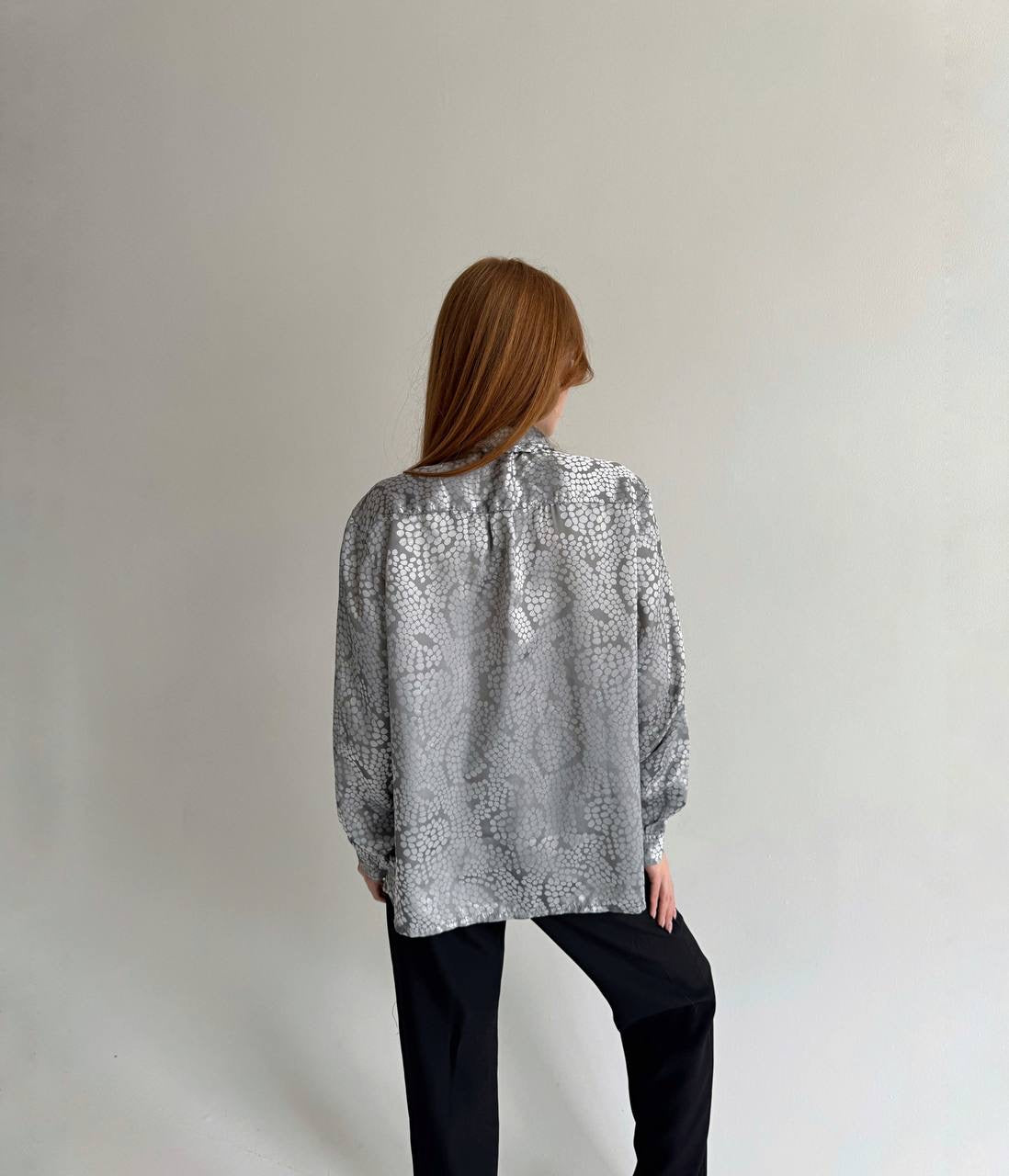 Vintage satin blouse with chest bow
