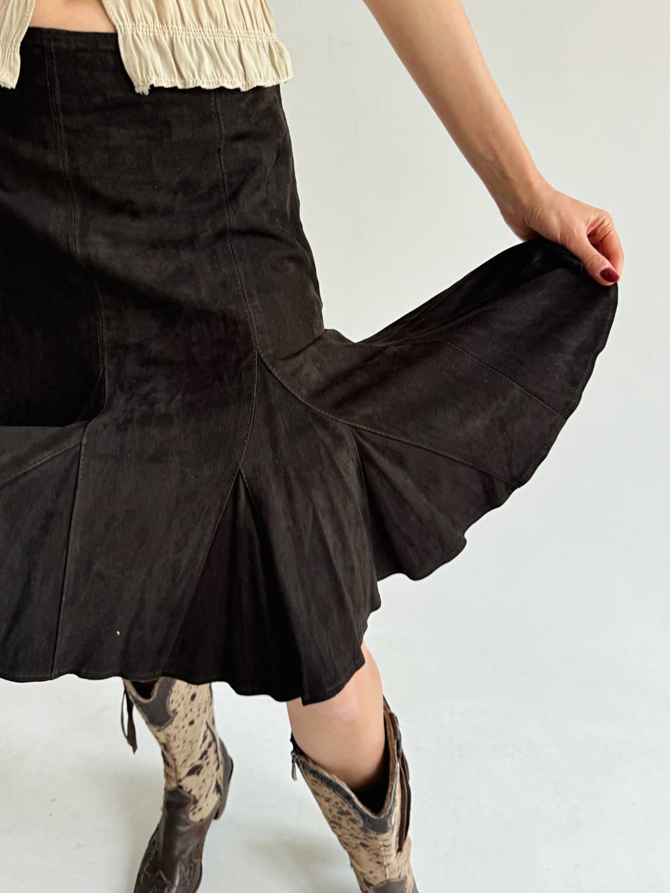 Vintage genuine suede brown skirt