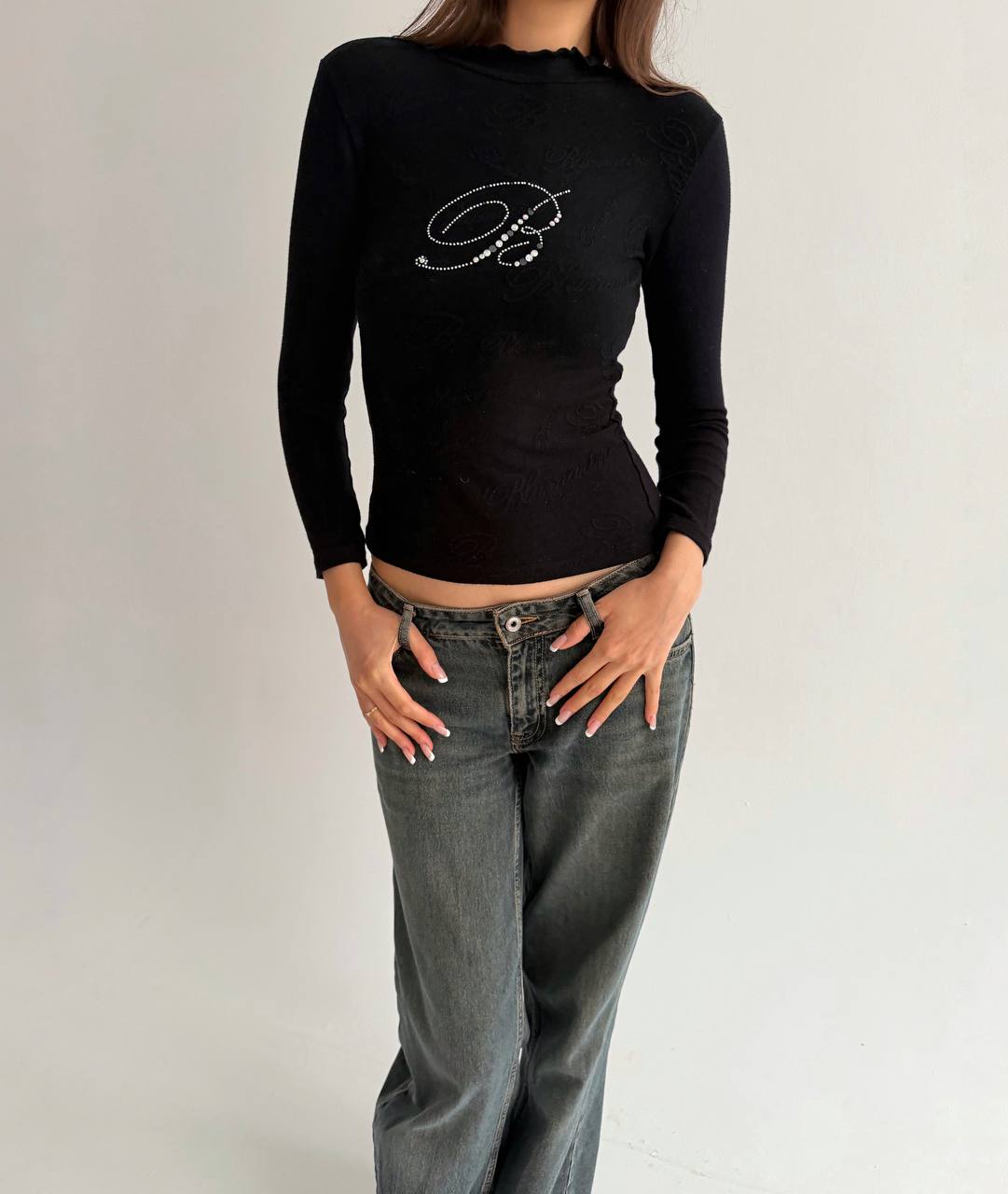 Vintage Blumarine blouse with rhinestone logo