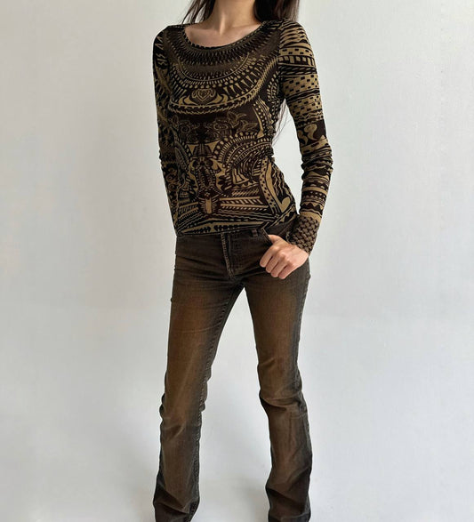 Y2K mesh ornament blouse